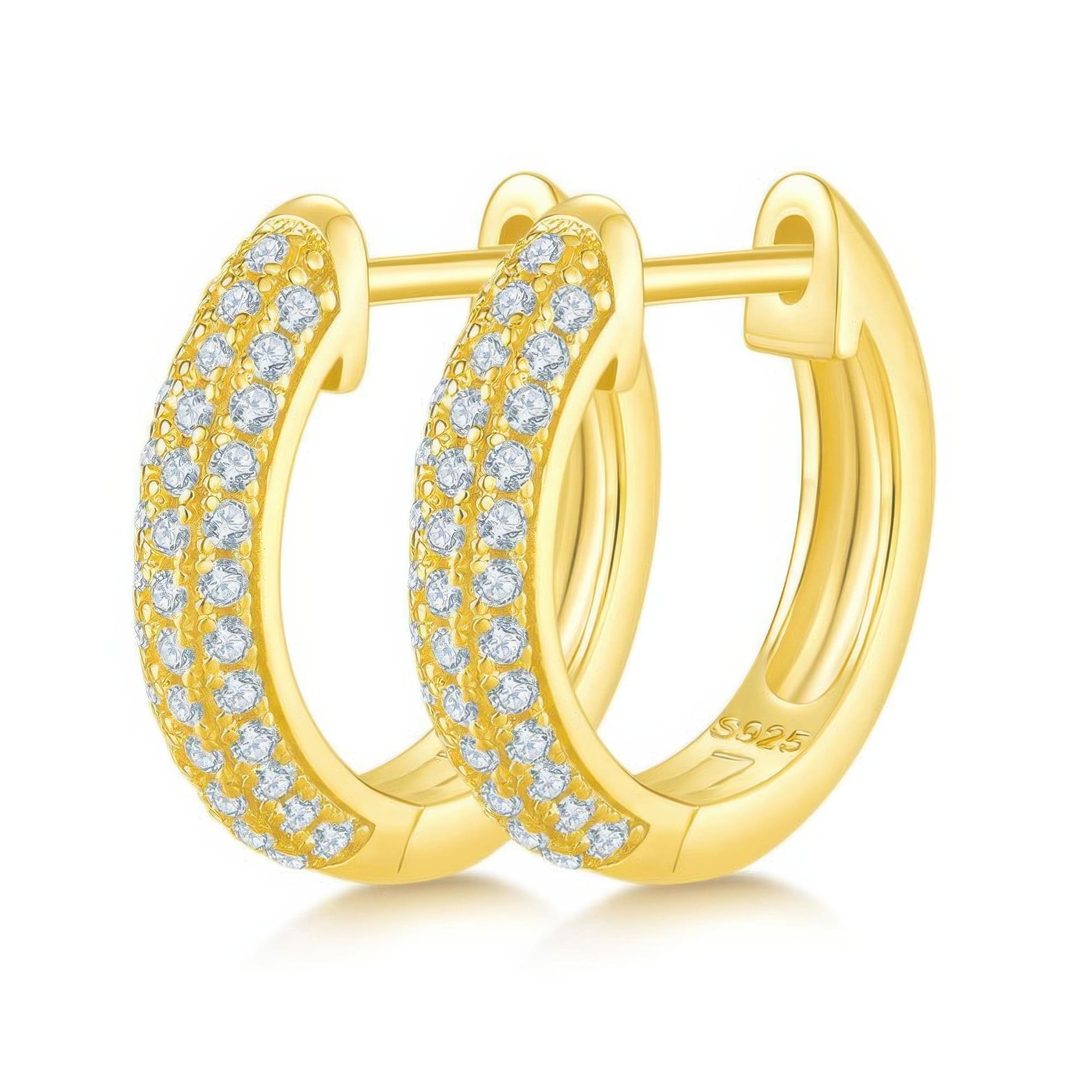 U-Shape Pavé Moissanite Huggie Hoop Earrings | 925 Sterling Silver | DEF VVS Round-Cut Stones - Image 6