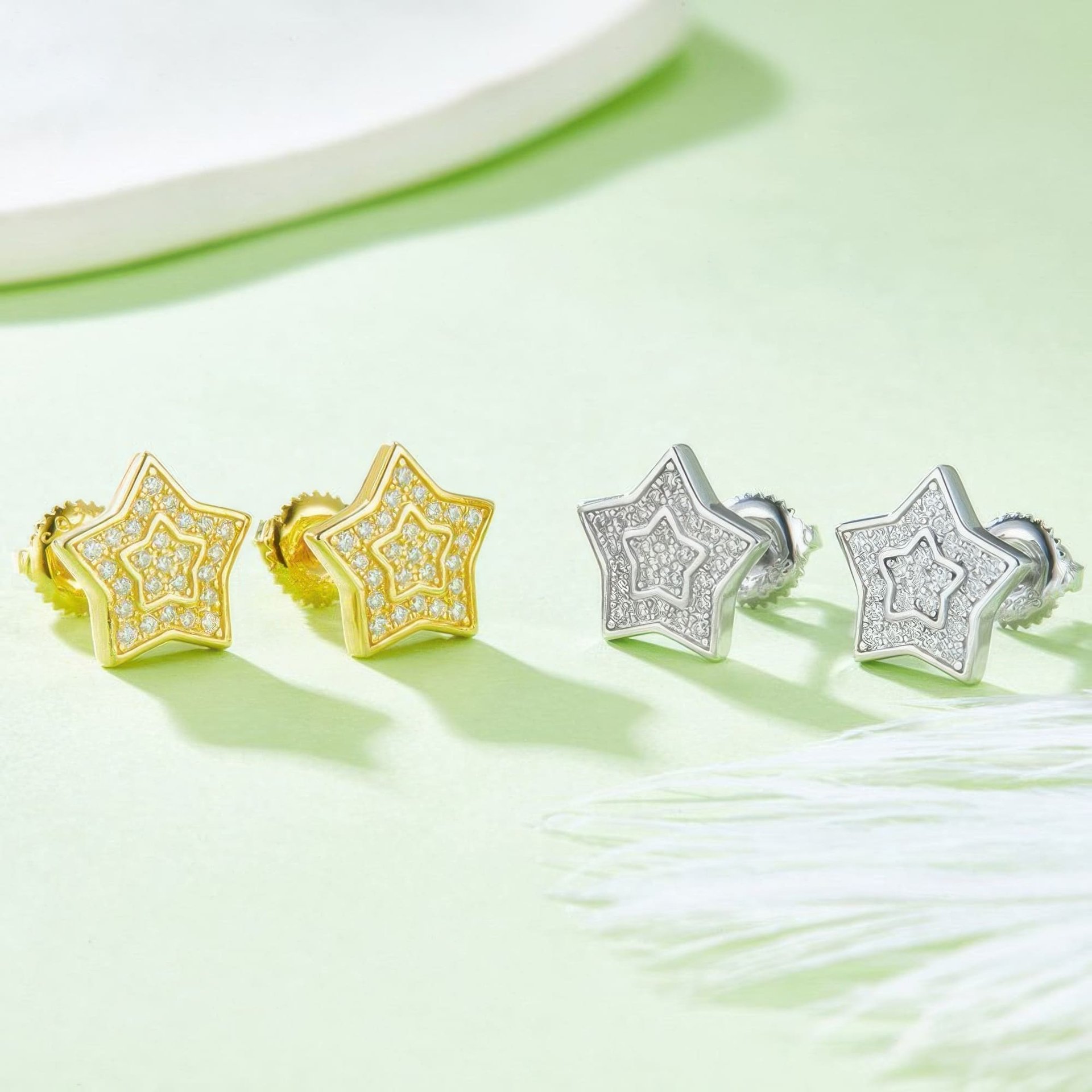 Iced-Out Star Moissanite Stud Earrings | Pave Five-Point Star | 925 Sterling Silver Unisex - Image 5