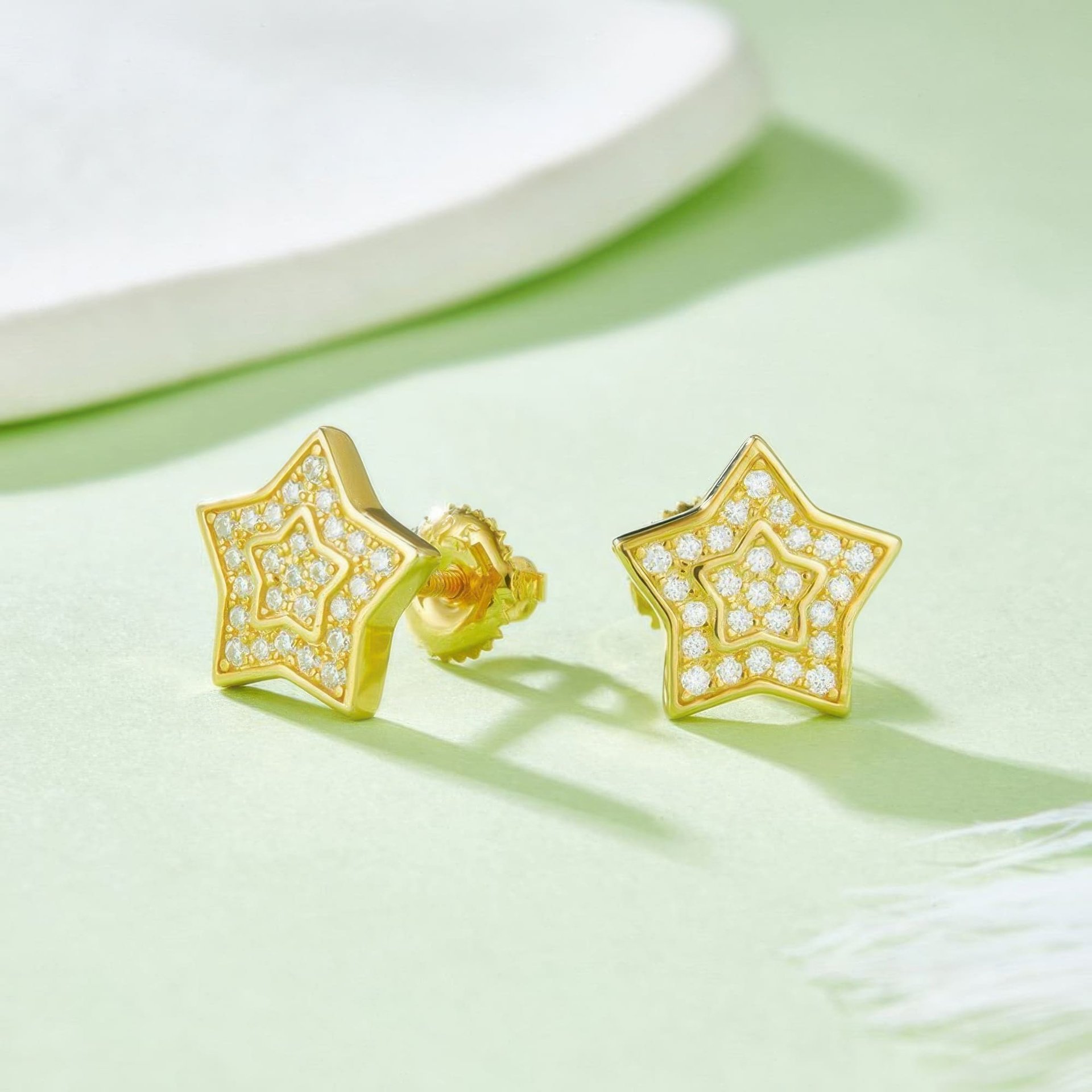Iced-Out Star Moissanite Stud Earrings | Pave Five-Point Star | 925 Sterling Silver Unisex - Image 4