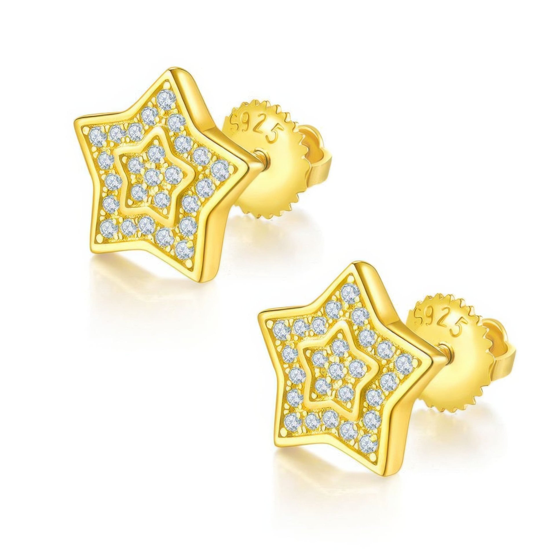 Iced-Out Star Moissanite Stud Earrings | Pave Five-Point Star | 925 Sterling Silver Unisex - Image 3