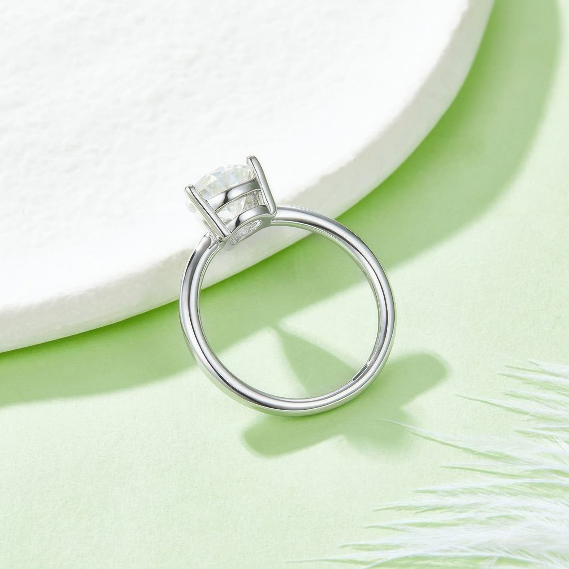 2 Carat Pear Moissanite Solitaire Ring | Tapered 925 Sterling Silver Engagement Ring - Image 3