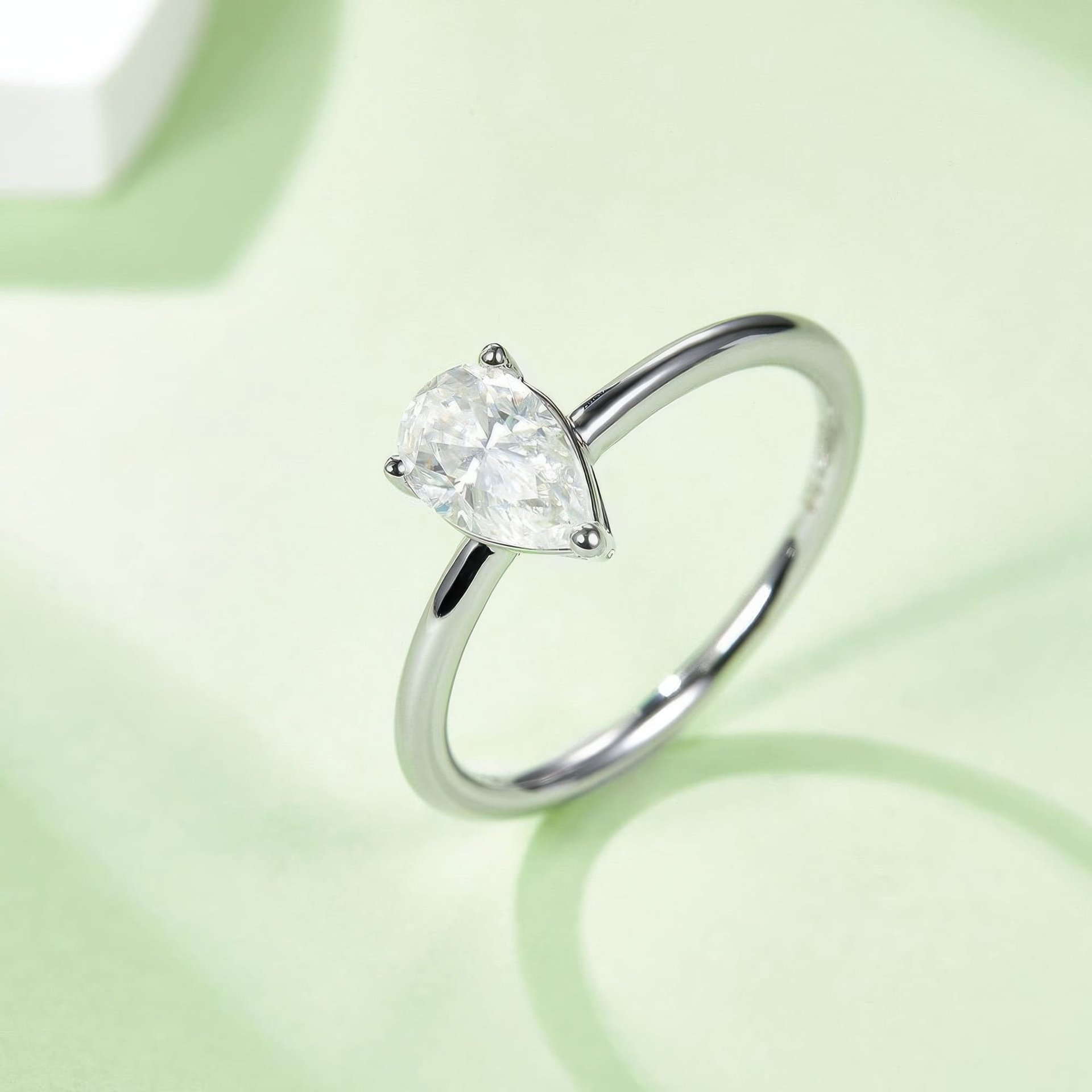 Pear Cut Moissanite Engagement Ring | 1ct DEW Solitaire | 925 Sterling Silver - Image 4