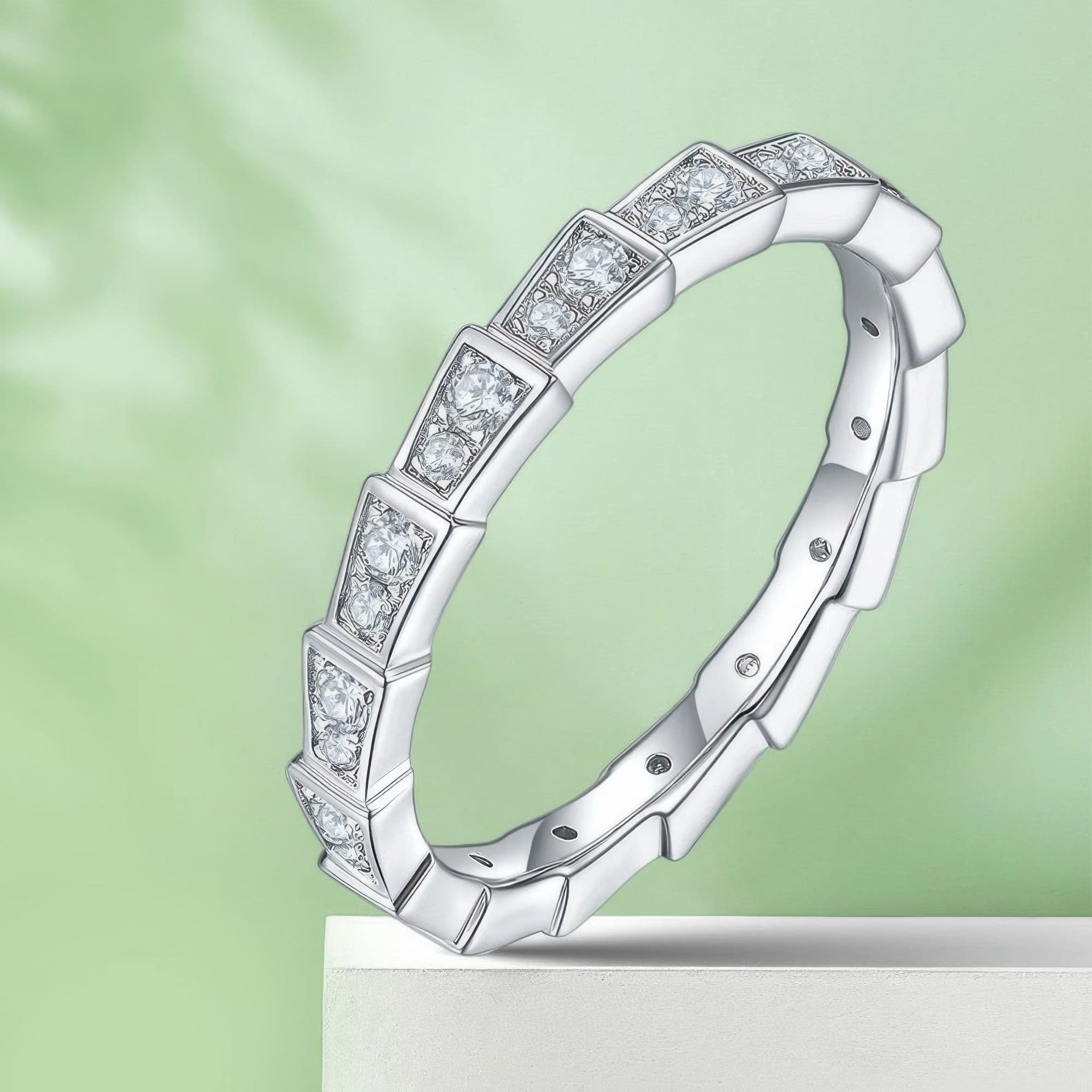 Moissanite Snake Bone Band Ring | Segmented Serpent Scale Design | 925 Sterling Silver Unisex - Image 5