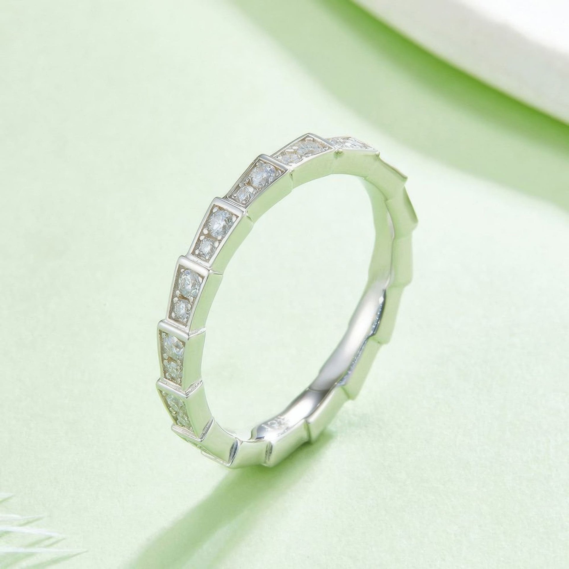 Moissanite Snake Bone Band Ring | Segmented Serpent Scale Design | 925 Sterling Silver Unisex - Image 3