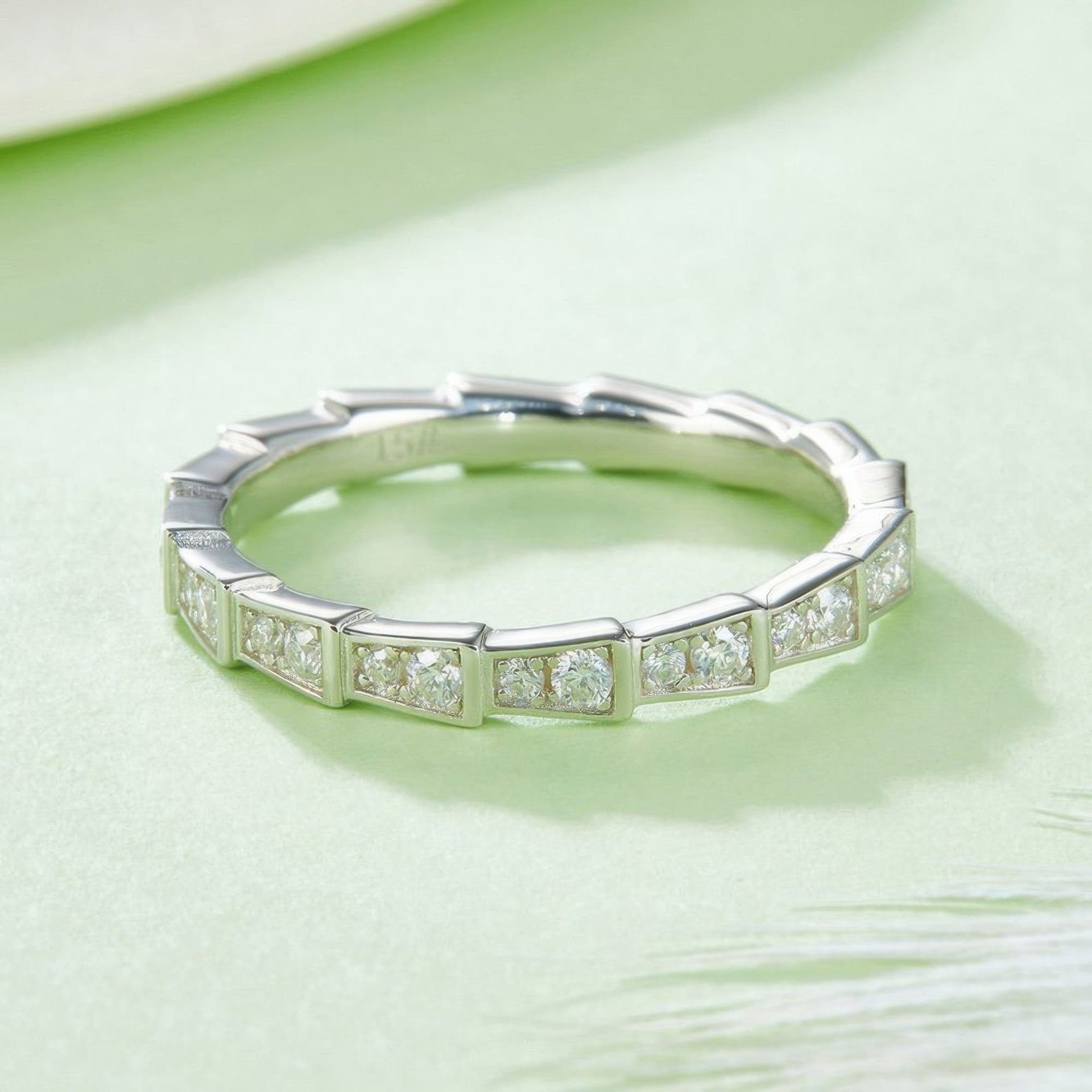 Moissanite Snake Bone Band Ring | Segmented Serpent Scale Design | 925 Sterling Silver Unisex - alternate view