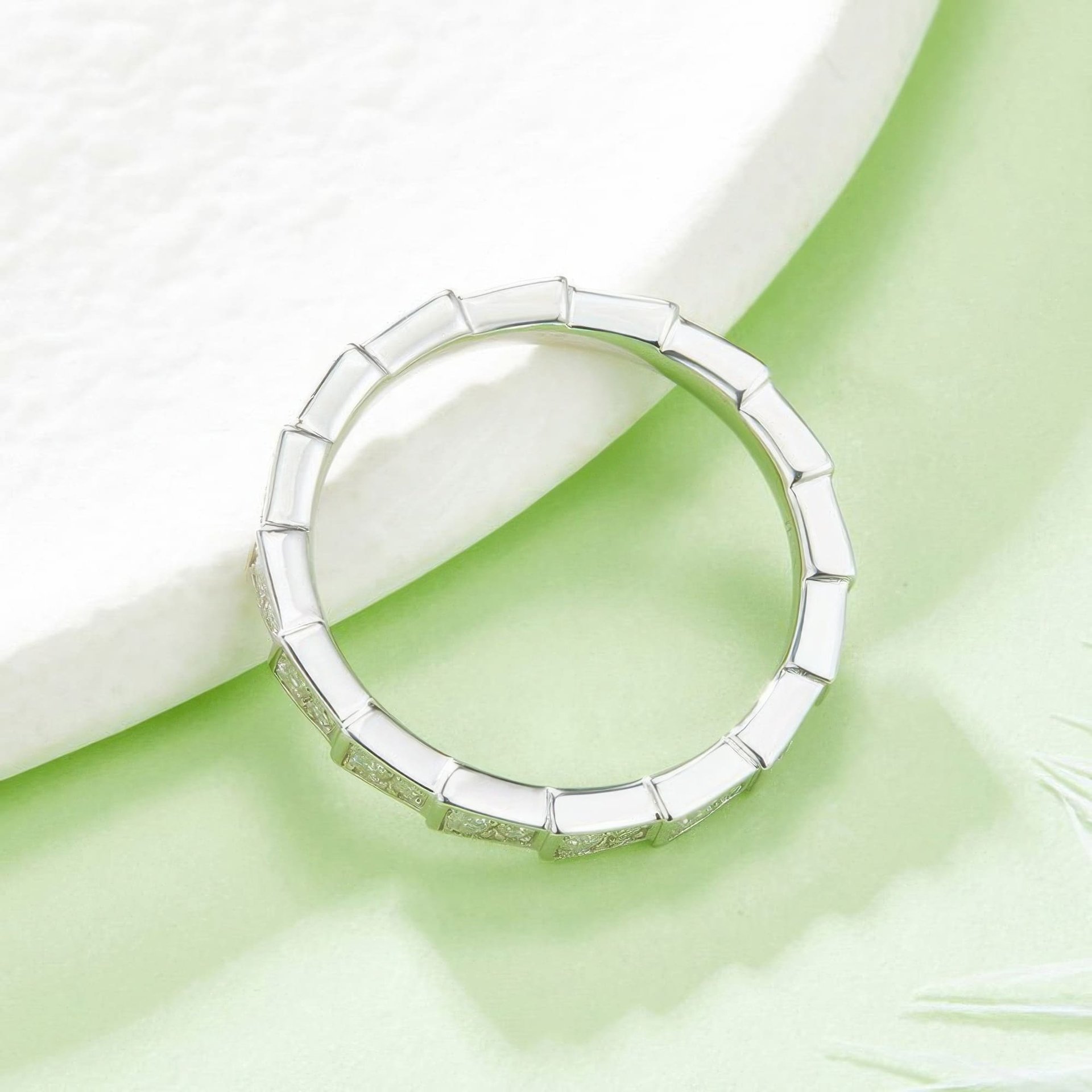 Moissanite Snake Bone Band Ring | Segmented Serpent Scale Design | 925 Sterling Silver Unisex - Image 4