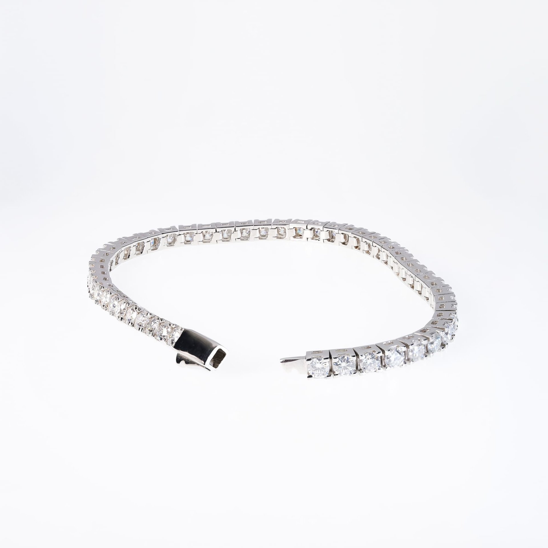 3mm Moissanite Tennis Bracelet | 18K White Gold Plated 925 Silver | Round-Cut Single Row - Image 5