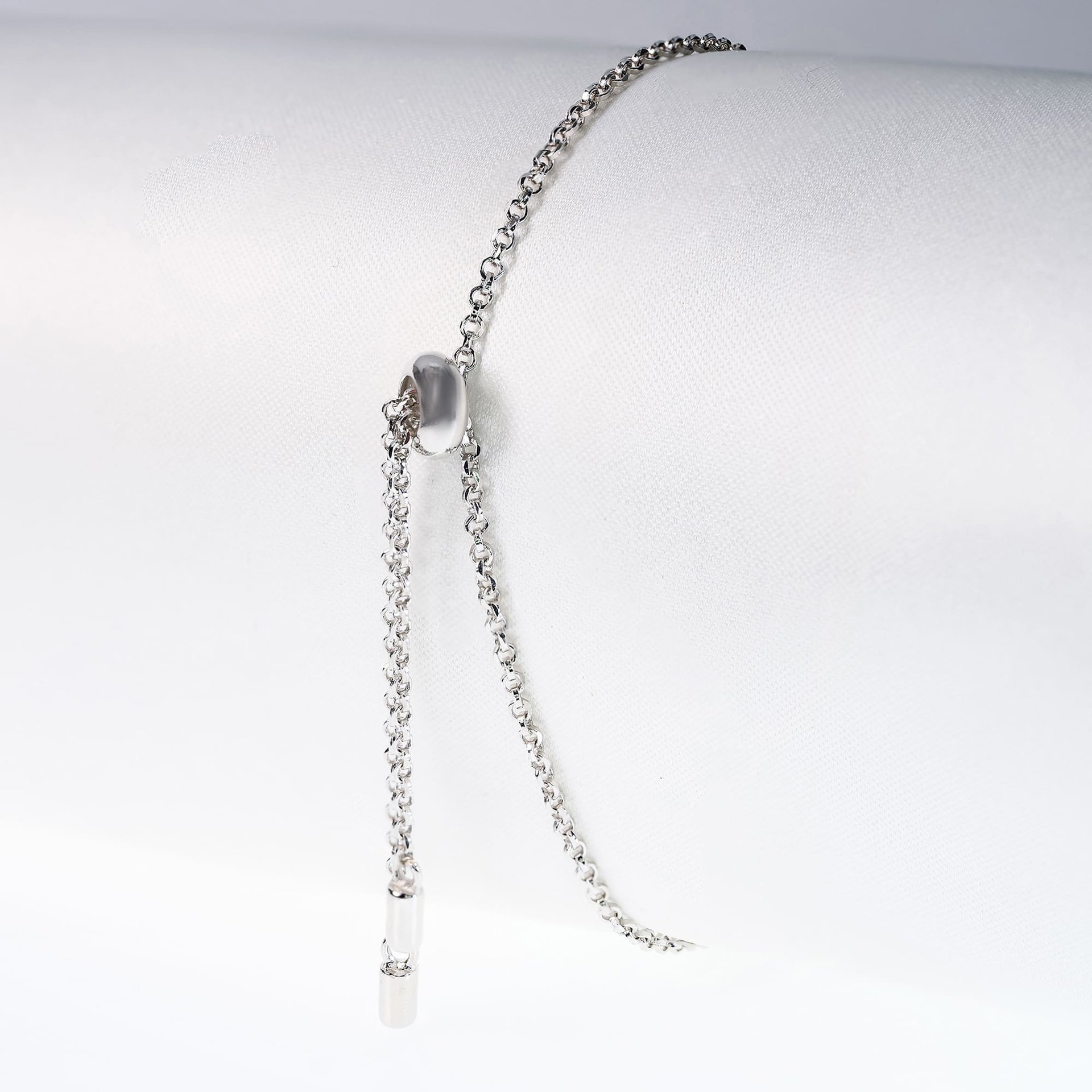 1ct Moissanite Bolo Bracelet | Round Halo Center on Adjustable Rolo Chain | 925 Sterling Silver - Image 5
