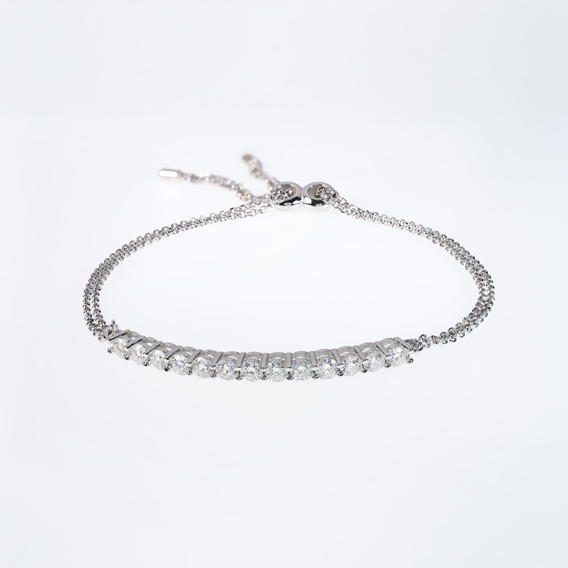 1.3ctw Moissanite Bolo Bracelet | Adjustable Round-Cut Bar | 925 Sterling Silver