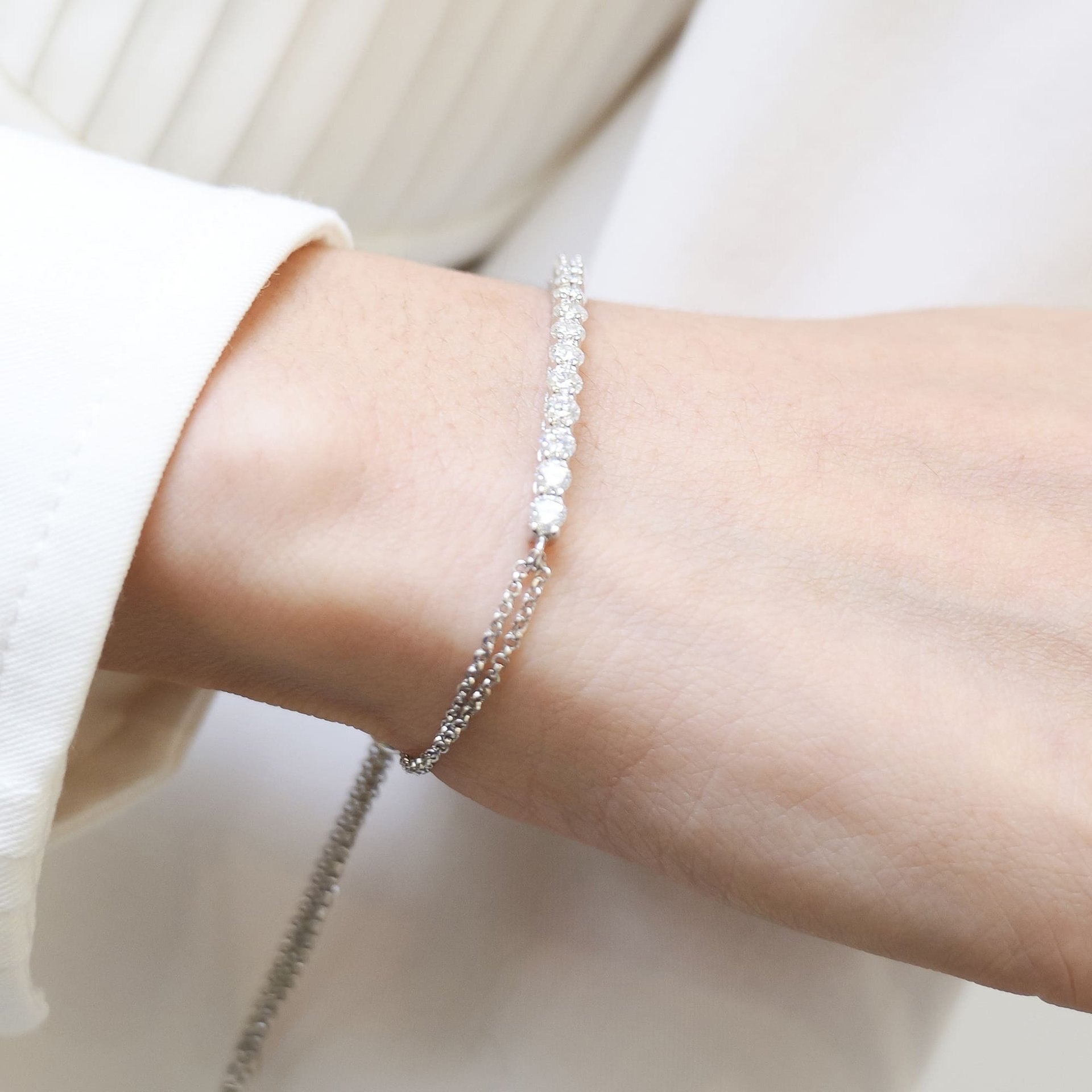 1.3ctw Moissanite Bolo Bracelet | Adjustable Round-Cut Bar | 925 Sterling Silver - Image 3