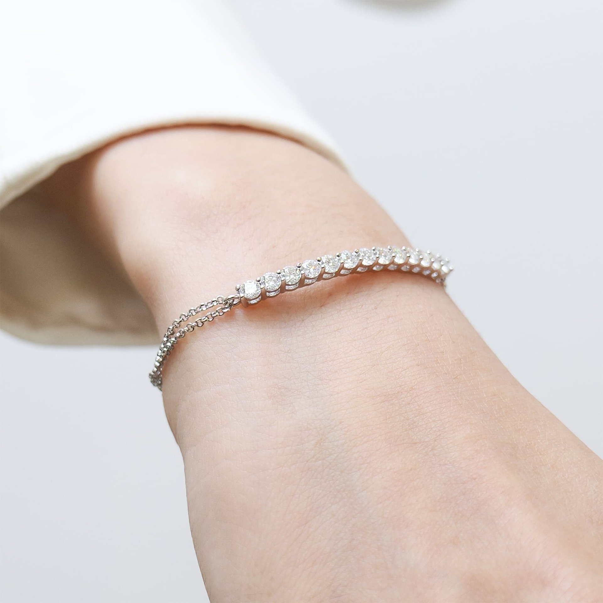 1.3ctw Moissanite Bolo Bracelet | Adjustable Round-Cut Bar | 925 Sterling Silver - Image 4