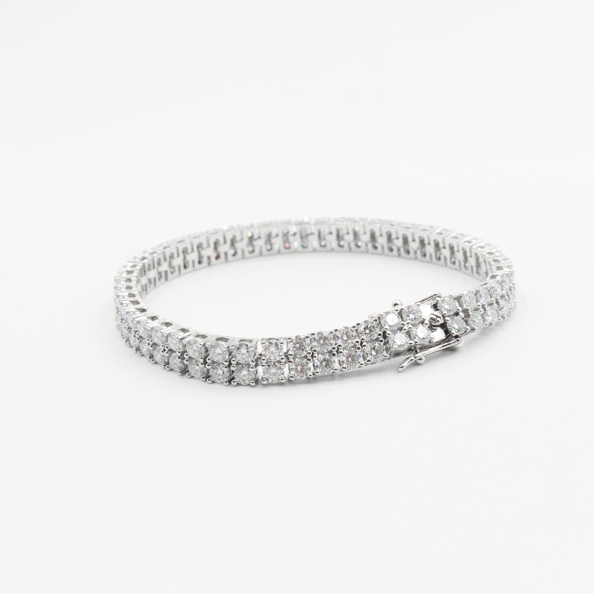 5.5mm Double Row Moissanite Tennis Bracelet | Round Brilliant in Sterling Silver
