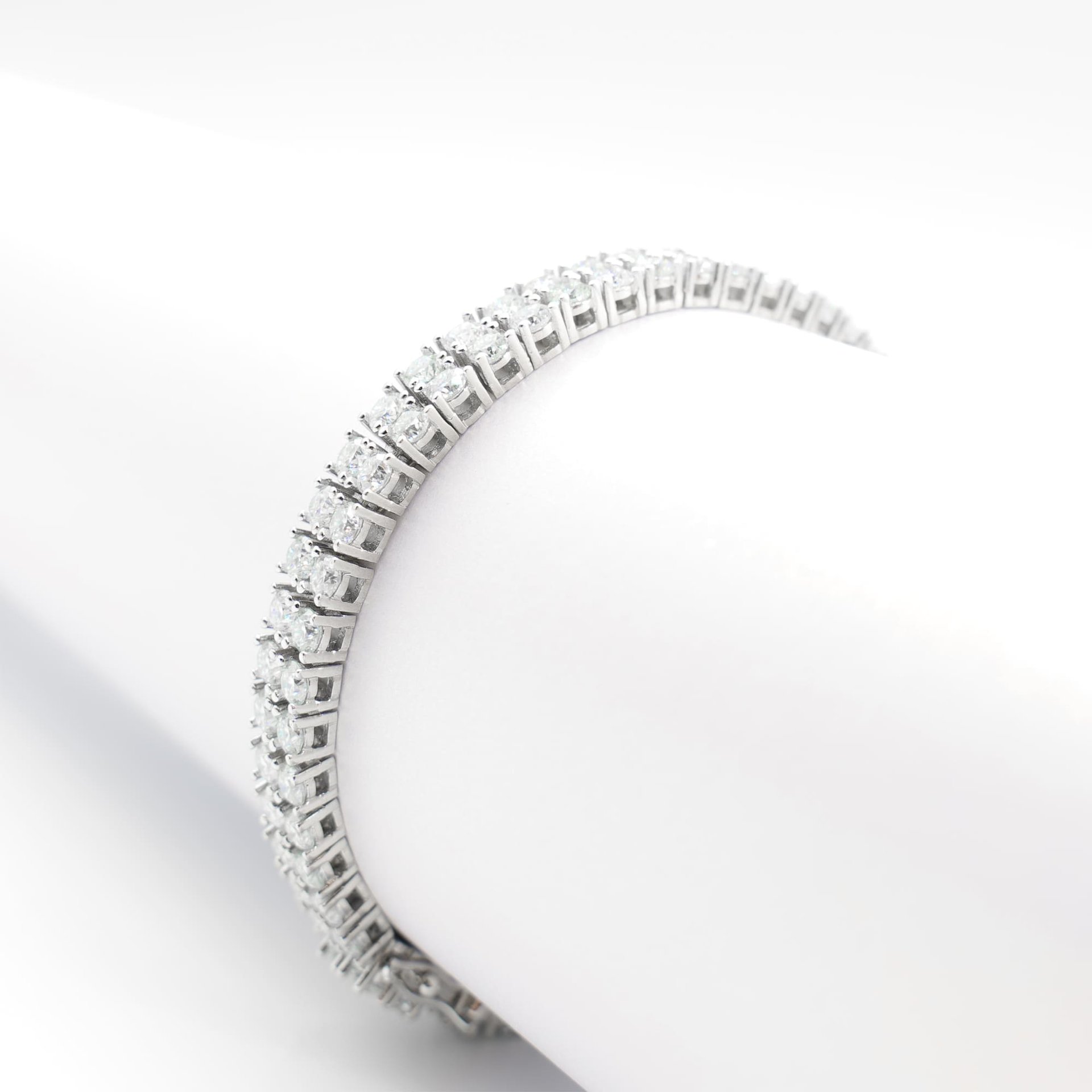 5.5mm Double Row Moissanite Tennis Bracelet | Round Brilliant in Sterling Silver - alternate view