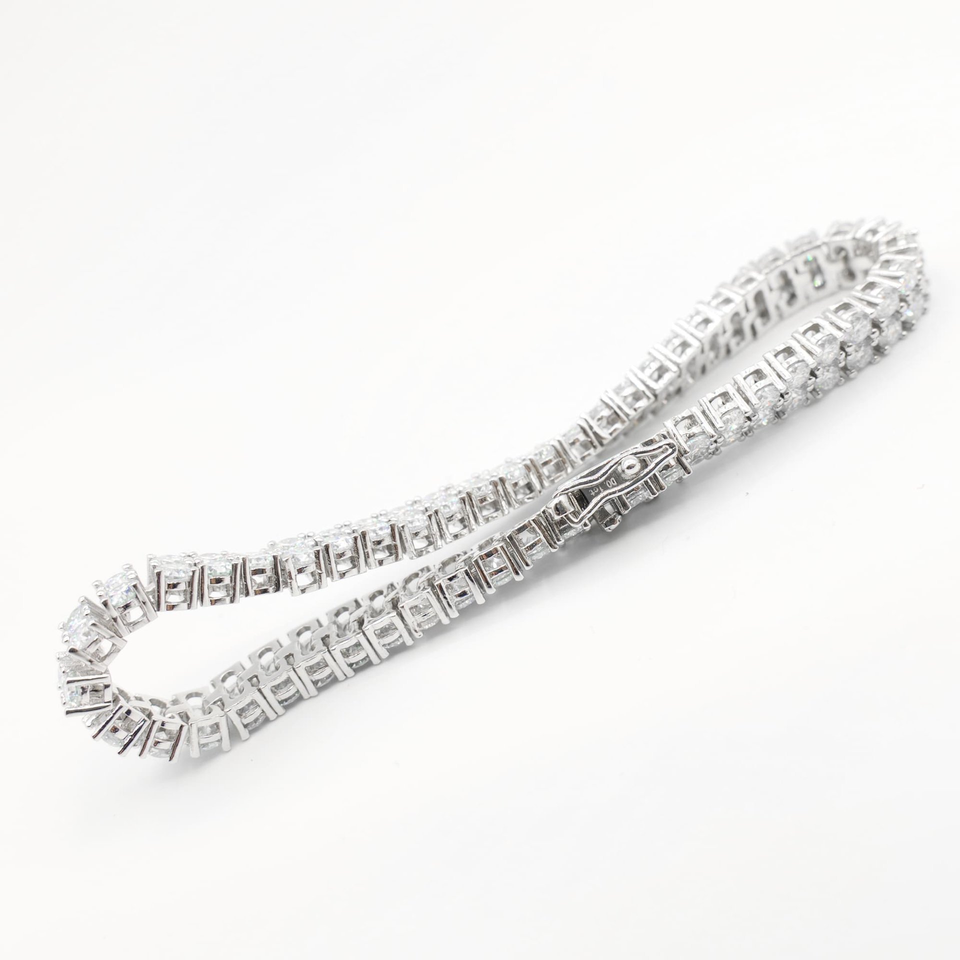 5.5mm Double Row Moissanite Tennis Bracelet | Round Brilliant in Sterling Silver - Image 3