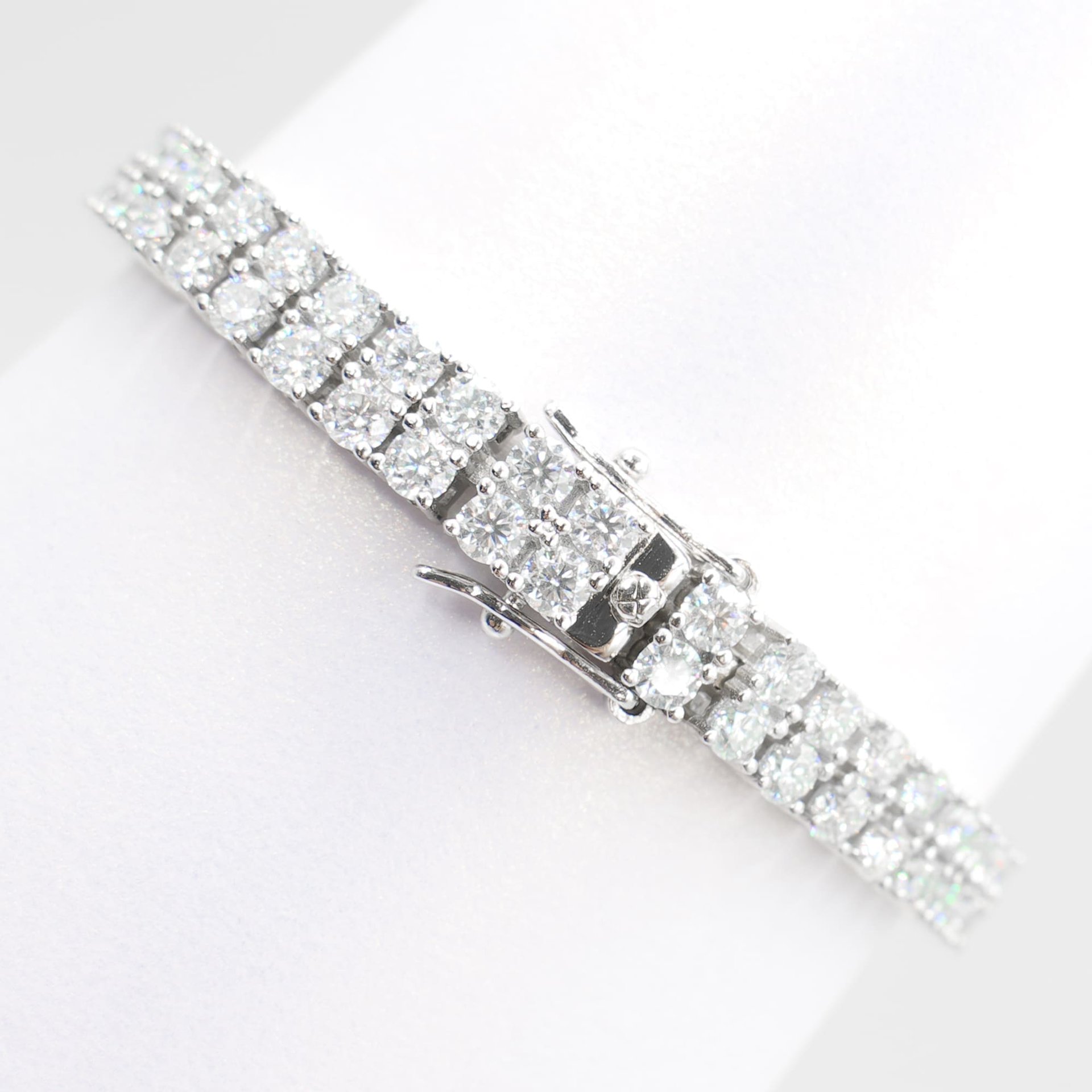 5.5mm Double Row Moissanite Tennis Bracelet | Round Brilliant in Sterling Silver - Image 4