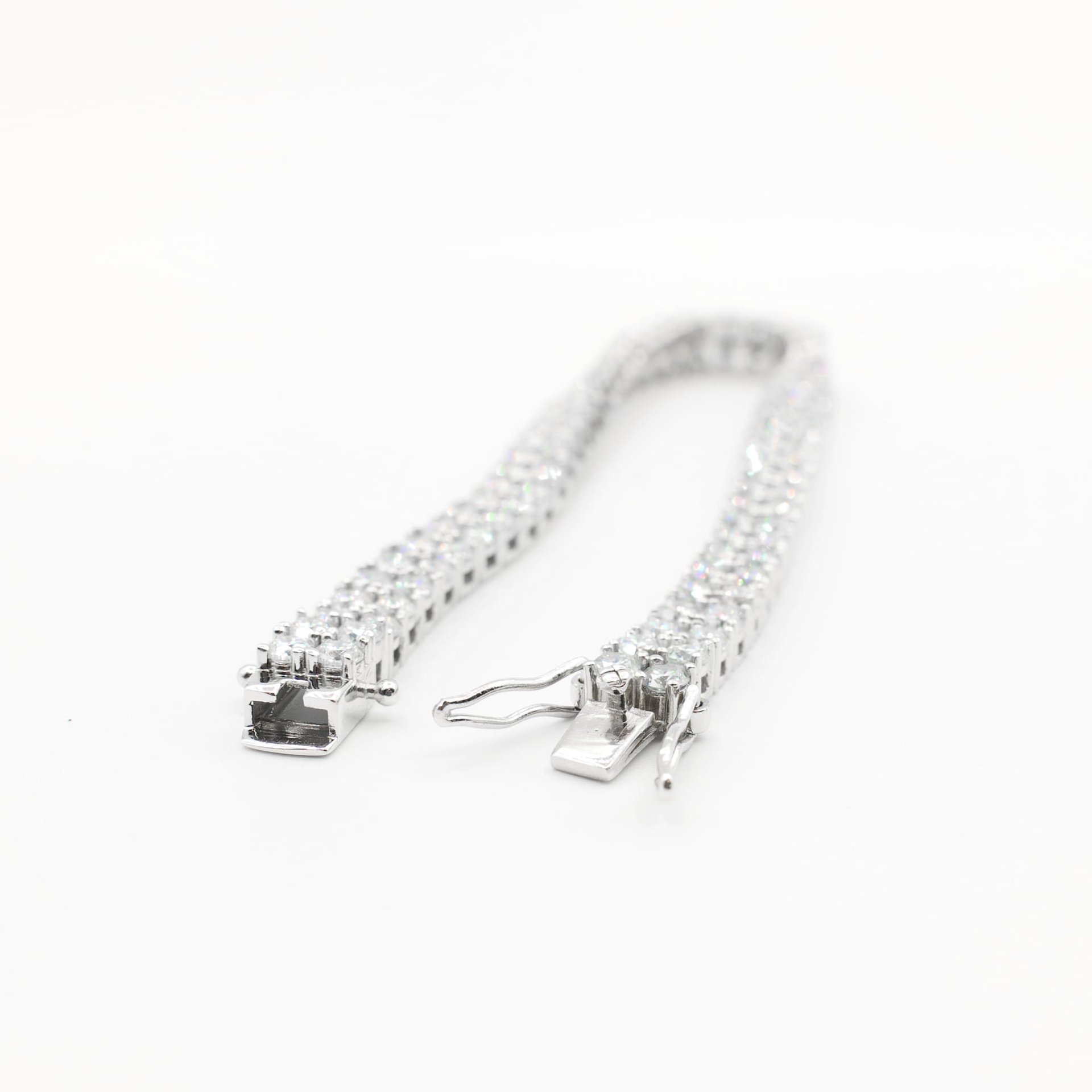 5.5mm Double Row Moissanite Tennis Bracelet | Round Brilliant in Sterling Silver - Image 5