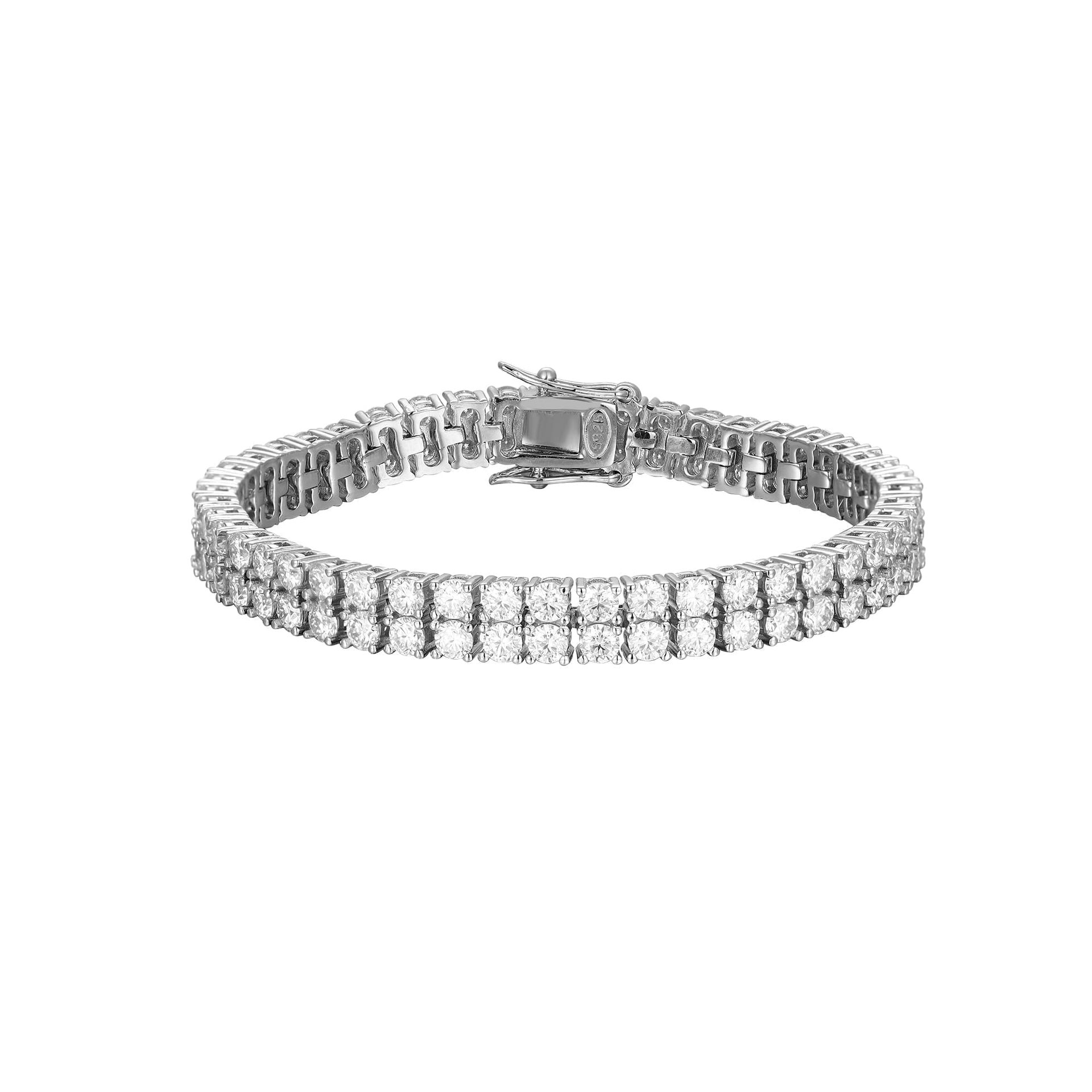 5.5mm Double Row Moissanite Tennis Bracelet | Round Brilliant in Sterling Silver - Image 7