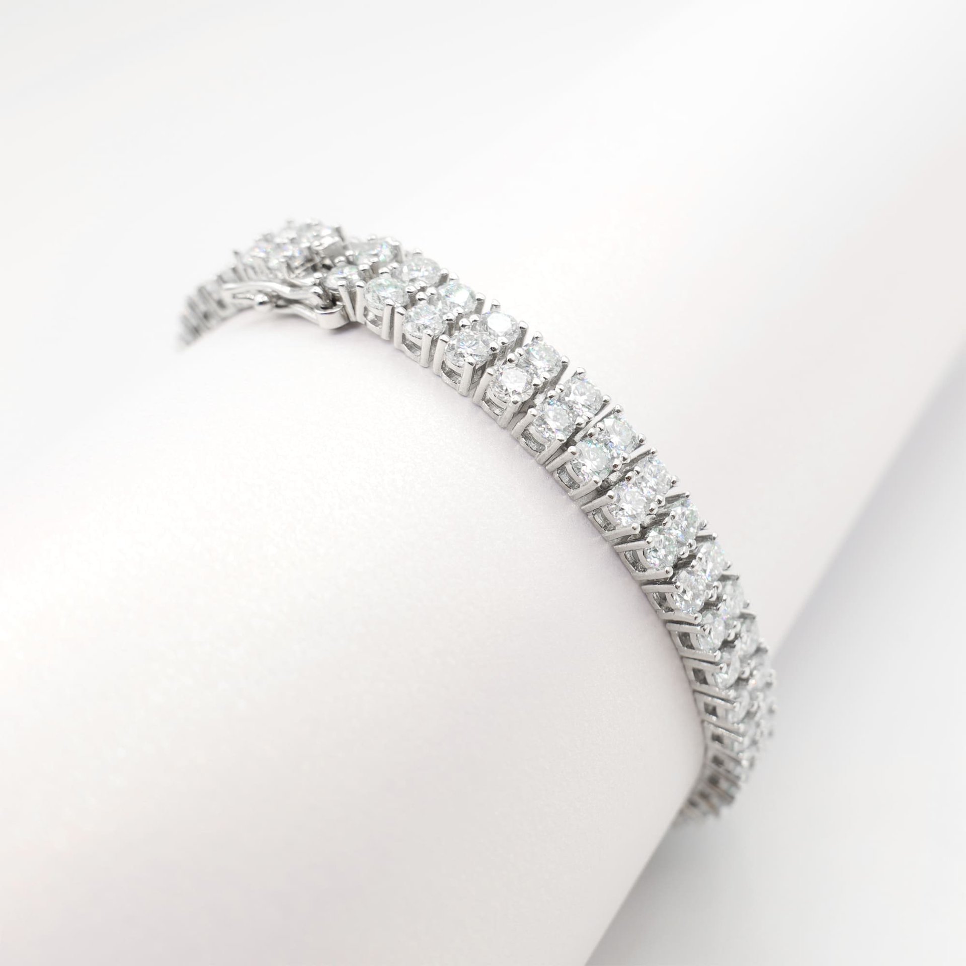 5.5mm Double Row Moissanite Tennis Bracelet | Round Brilliant in Sterling Silver - Image 8