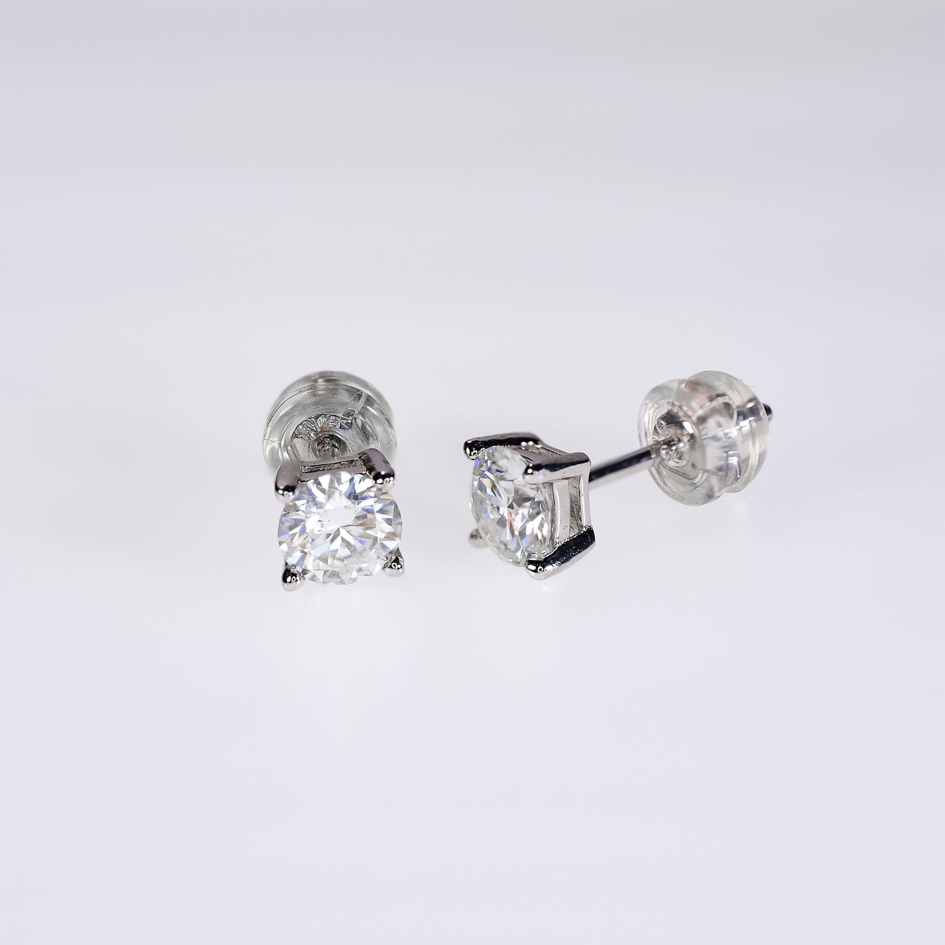Four-Prong Moissanite Stud Earrings | Round Brilliant Solitaire | 925 Sterling Silver - Image 5