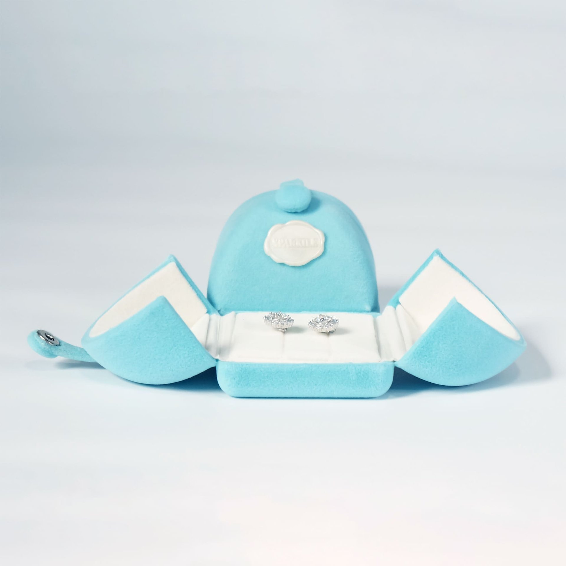 Moissanite Huggie Hoop Earrings | Round Brilliant Four-Prong Solitaire in Sterling Silver - Image 8