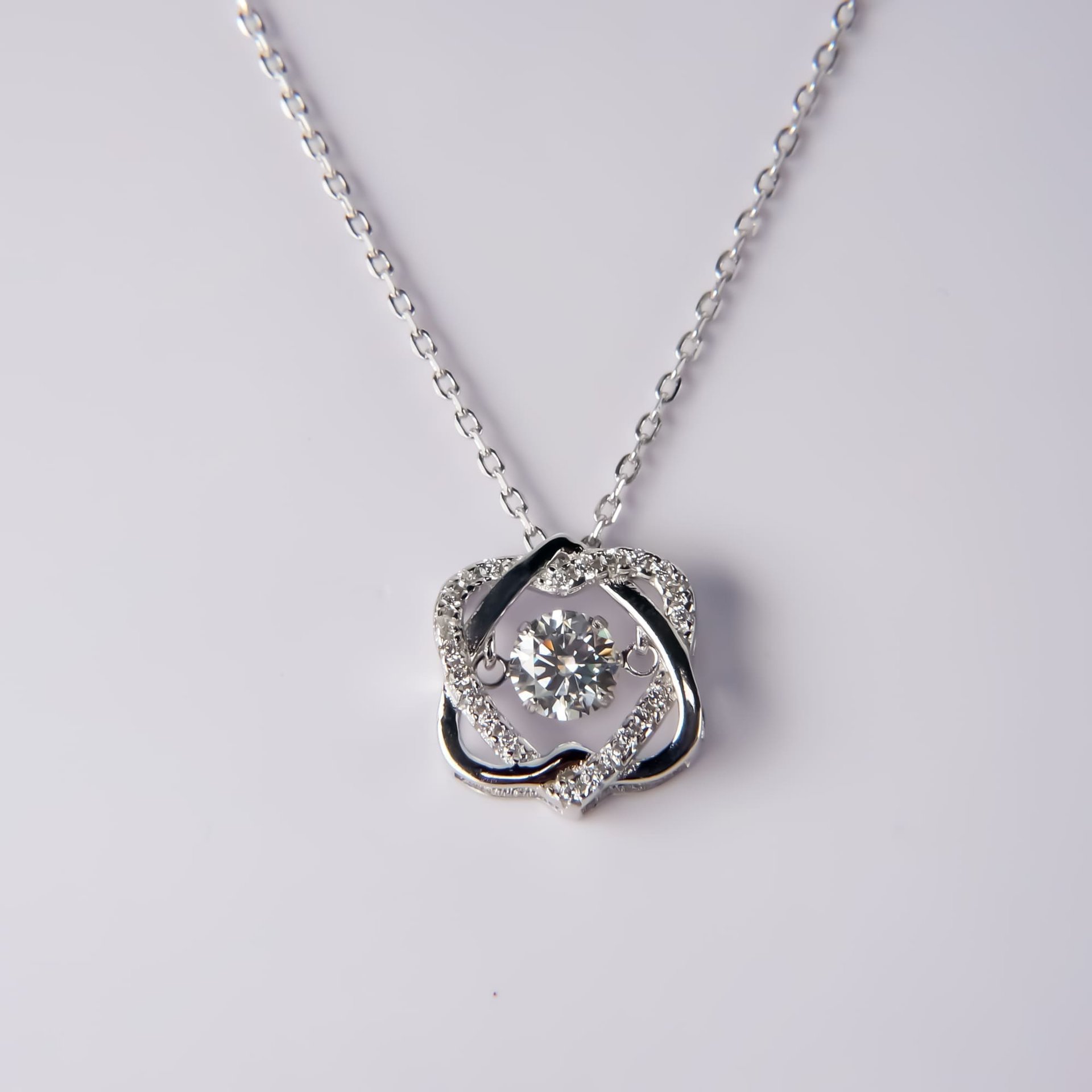 Double Heart Moissanite Necklace – 0.5ct DEW Dancing Stone, 925 Silver