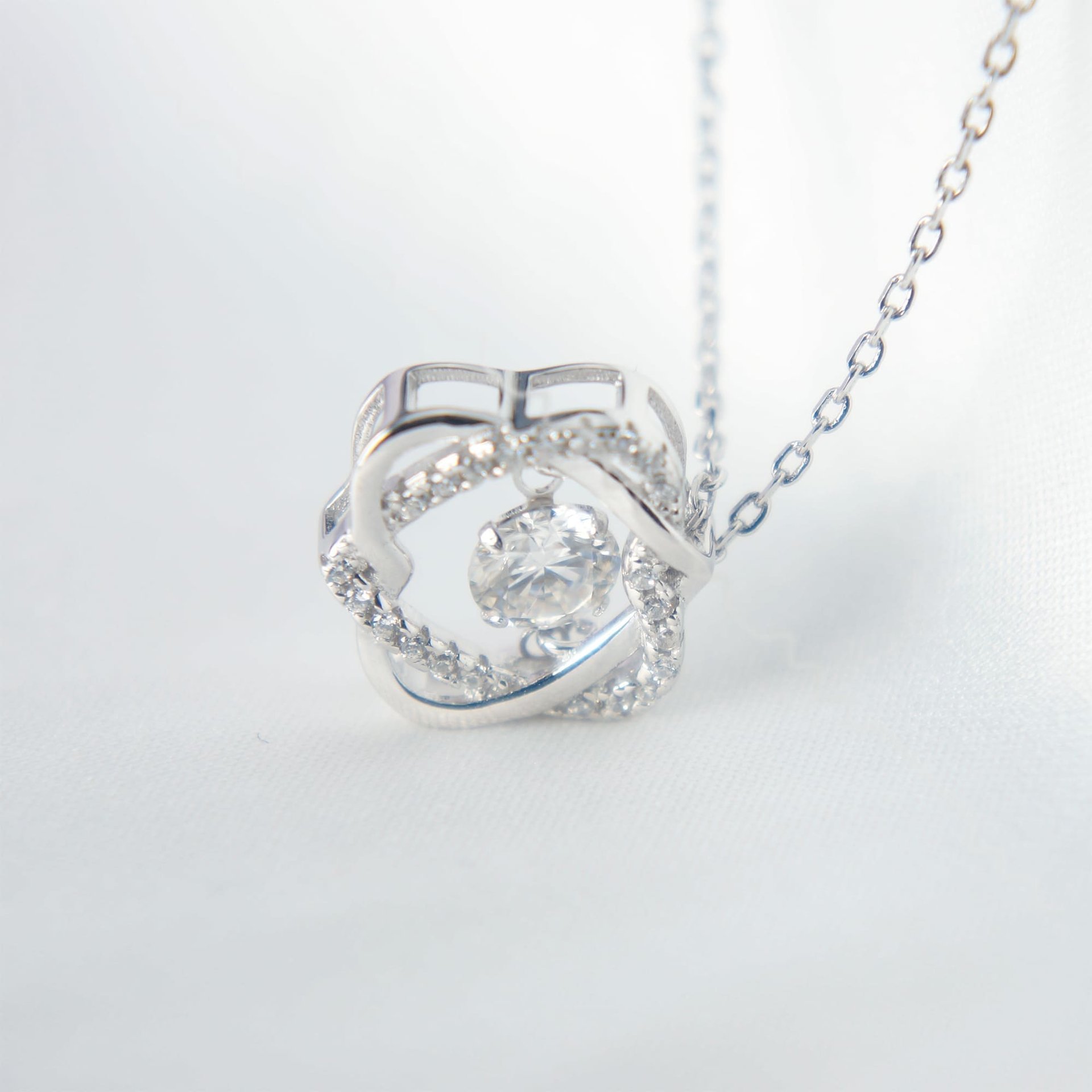 Double Heart Moissanite Necklace – 0.5ct DEW Dancing Stone, 925 Silver - Image 2
