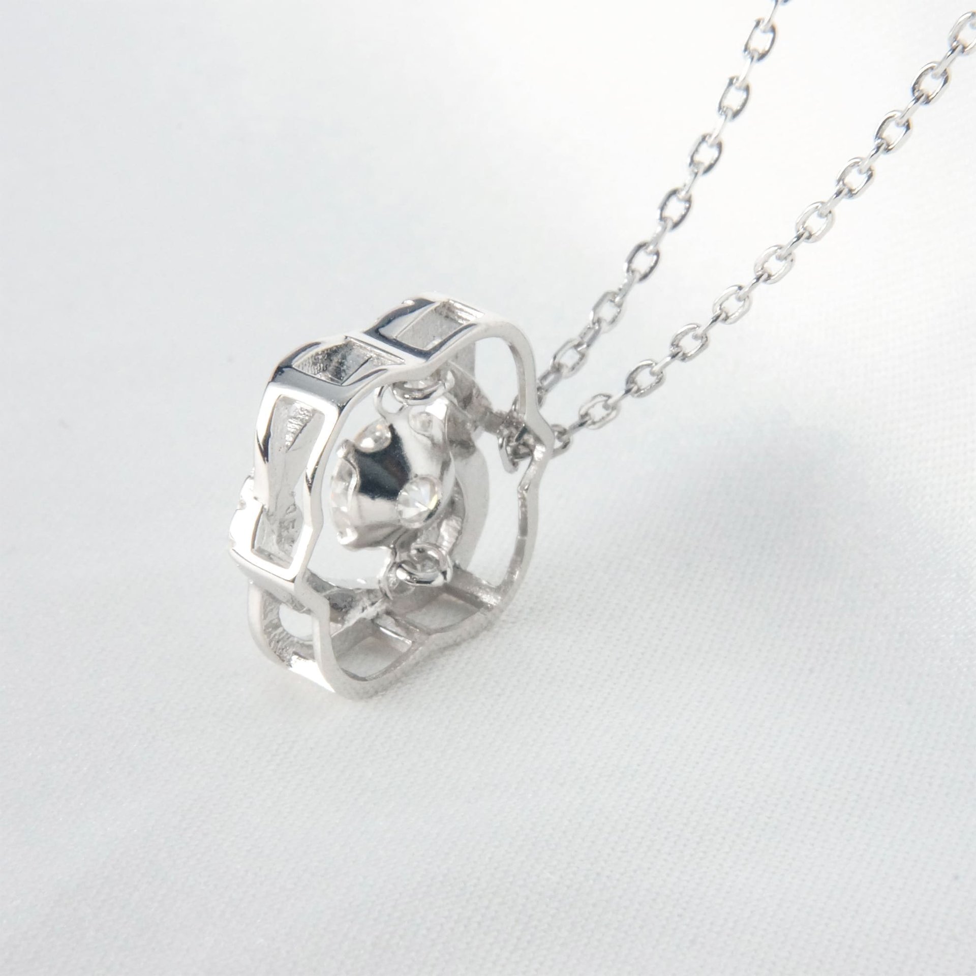 Double Heart Moissanite Necklace – 0.5ct DEW Dancing Stone, 925 Silver - Image 3
