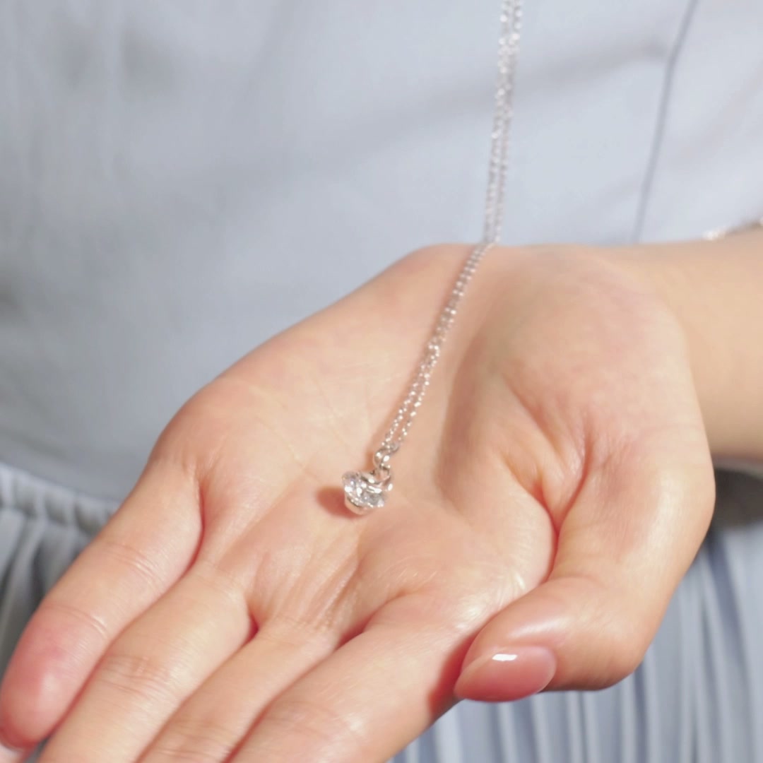 2ct Moissanite Spinning Pendant Necklace | Round Brilliant in Looped Silver Frame | White Gold Plated product video thumbnail
