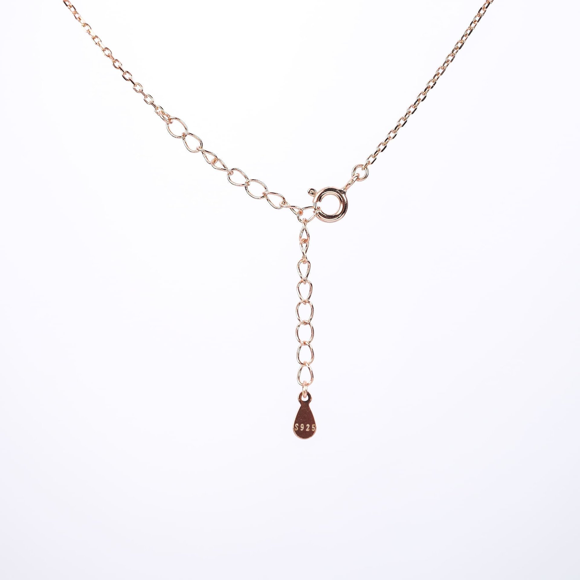 Rose Gold Moissanite Open Link Necklace | Pavé Elongated Rectangle Pendant | 925 Sterling Silver - Image 5