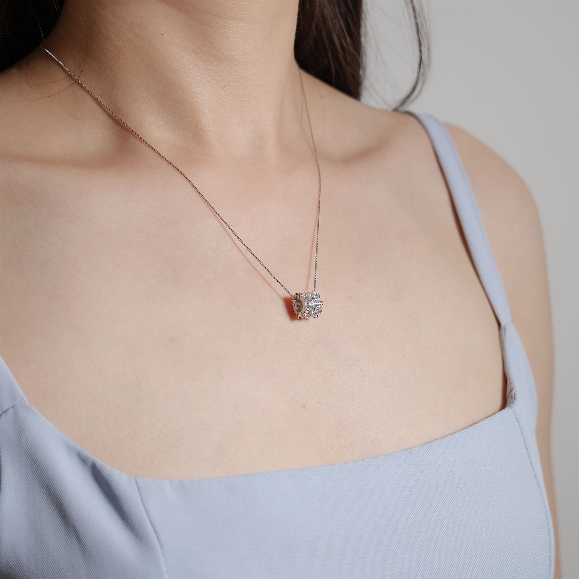 Moissanite Tube Pendant Necklace | 1.6 CTW Round Brilliant | 925 Sterling Silver Chain - Image 3