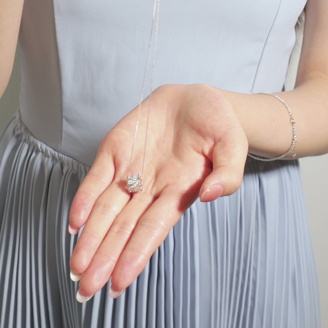 Moissanite Tube Pendant Necklace | 1.6 CTW Round Brilliant | 925 Sterling Silver Chain product video thumbnail