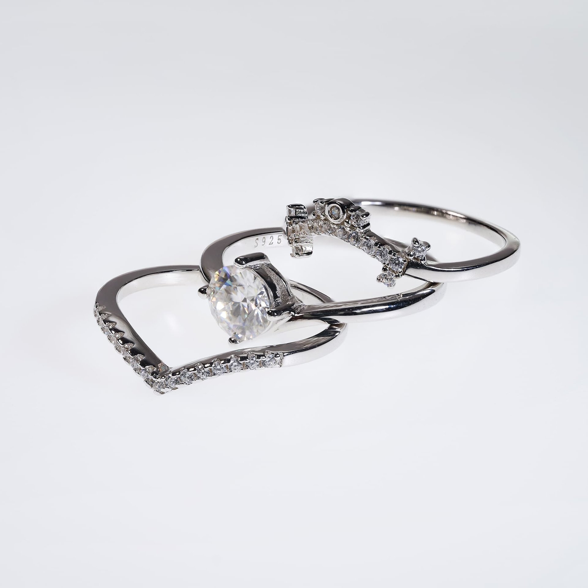 Moissanite Crown Stackable Engagement Ring Set – 0.8ct DEW - Image 5