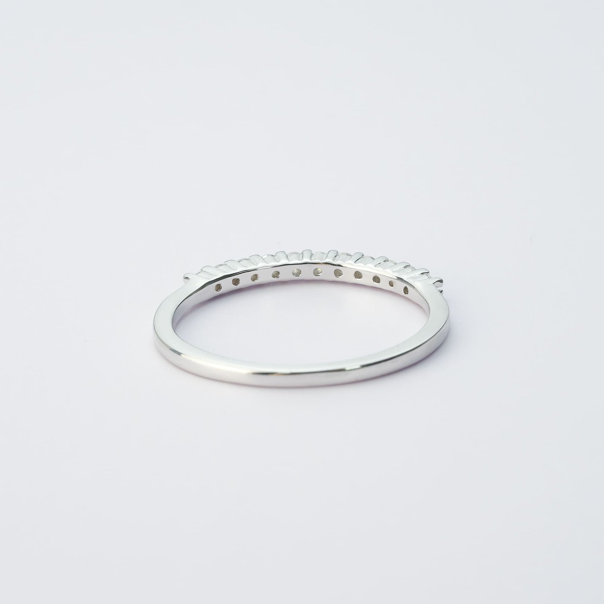 Moissanite Half-Eternity Band | Round-Cut Pavé Wedding & Anniversary Ring in White-Gold-Plated 925 Silver - Image 4