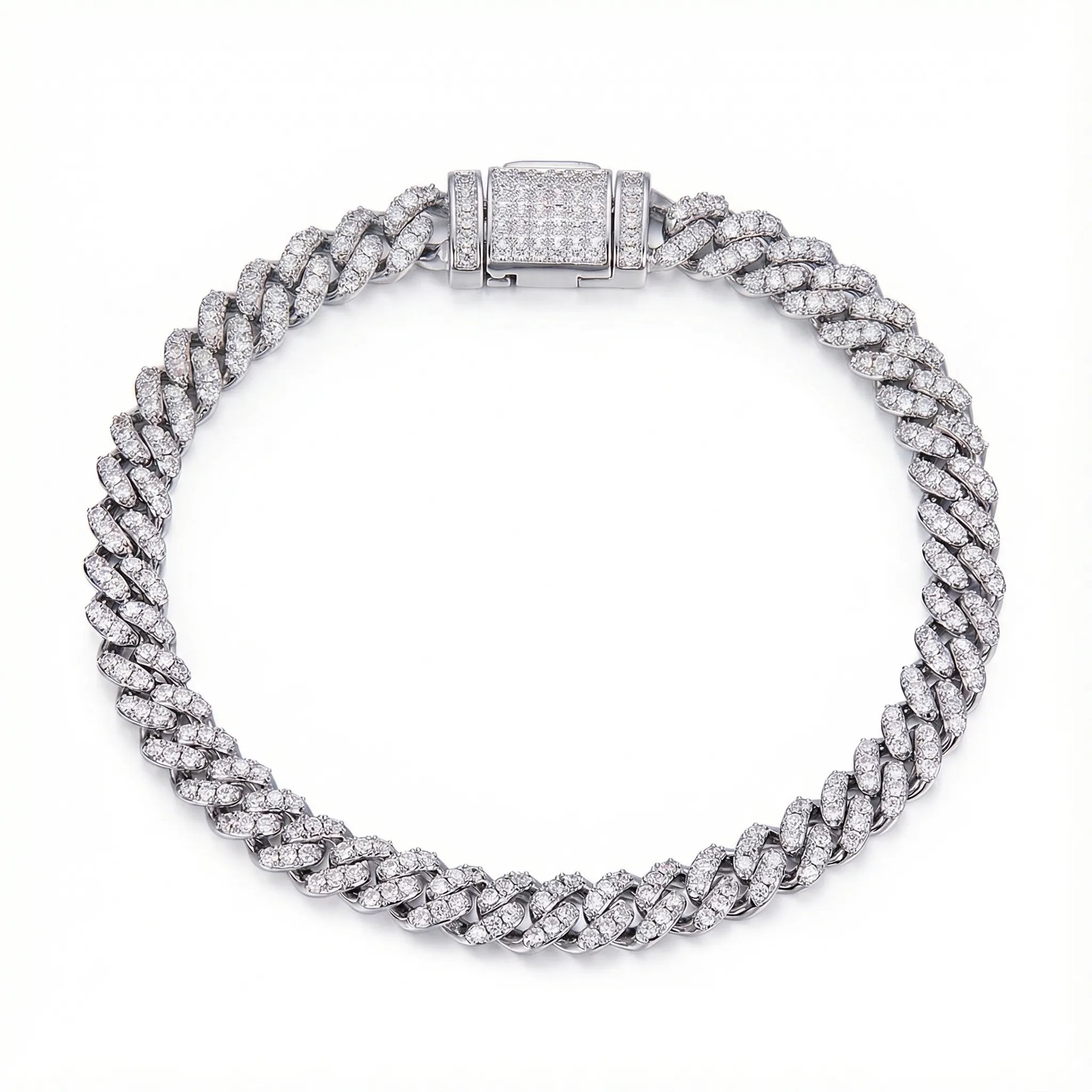 6mm Iced Cuban Link Moissanite Bracelet | Pavé Miami Chain in 925 Sterling Silver