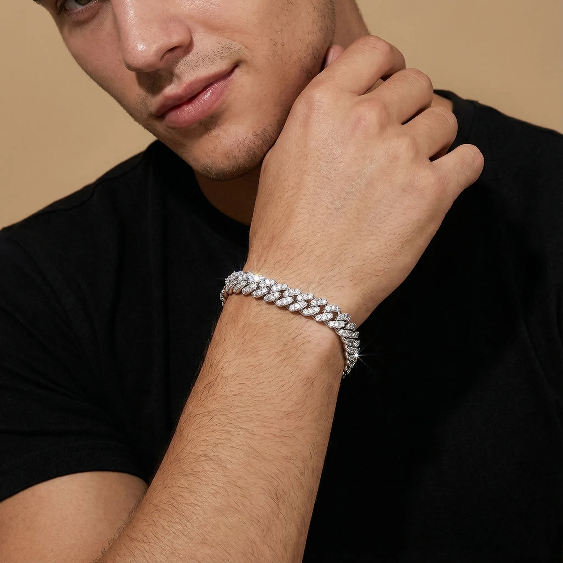6mm Iced Cuban Link Moissanite Bracelet | Pavé Miami Chain in 925 Sterling Silver - alternate view