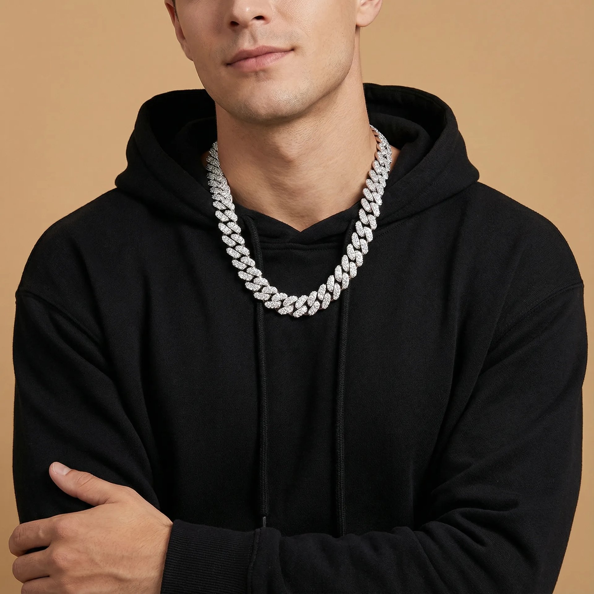 8mm Moissanite Cuban Link Chain Necklace | Iced-Out Prong-Set | 925 Sterling Silver - Image 4