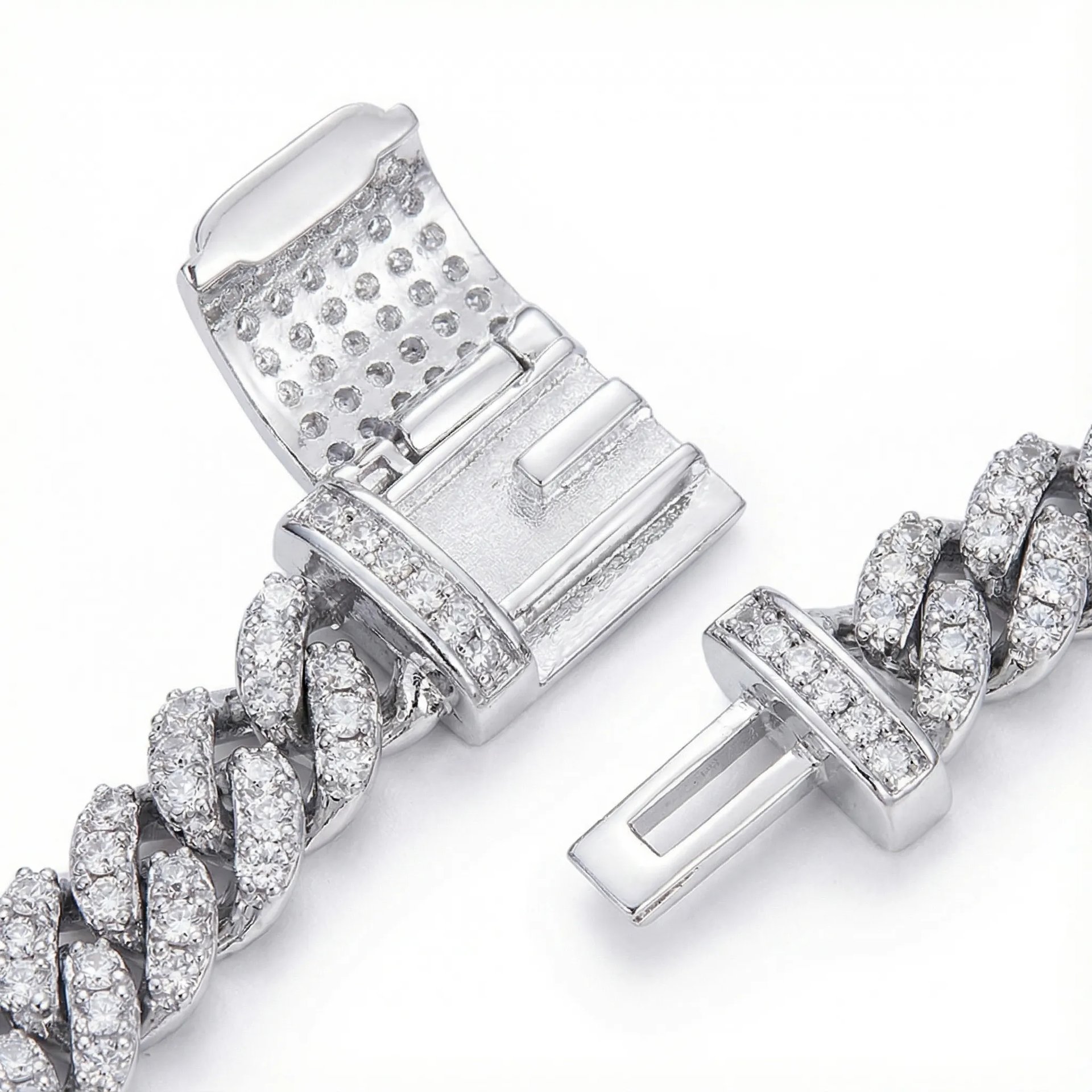 8mm Moissanite Cuban Link Chain Necklace | Iced-Out Prong-Set | 925 Sterling Silver - Image 5