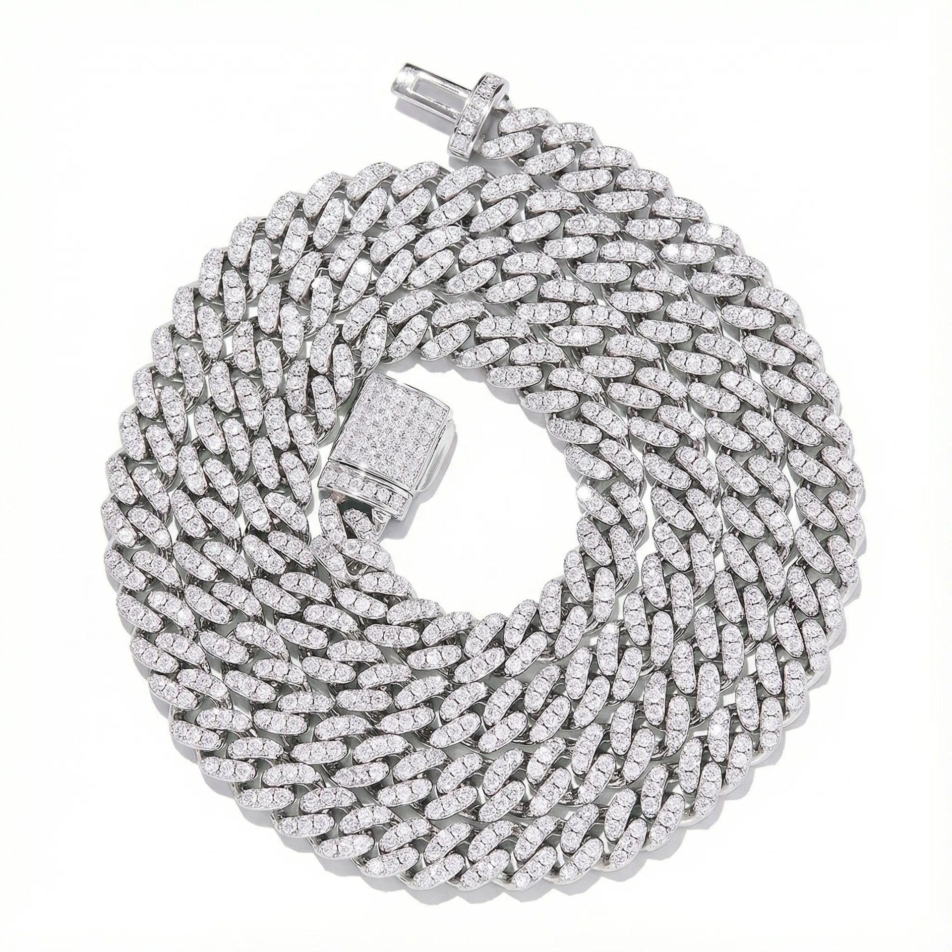 6mm Iced-Out Moissanite Cuban Link Chain | Pavé Miami Cuban Necklace | 925 Sterling Silver