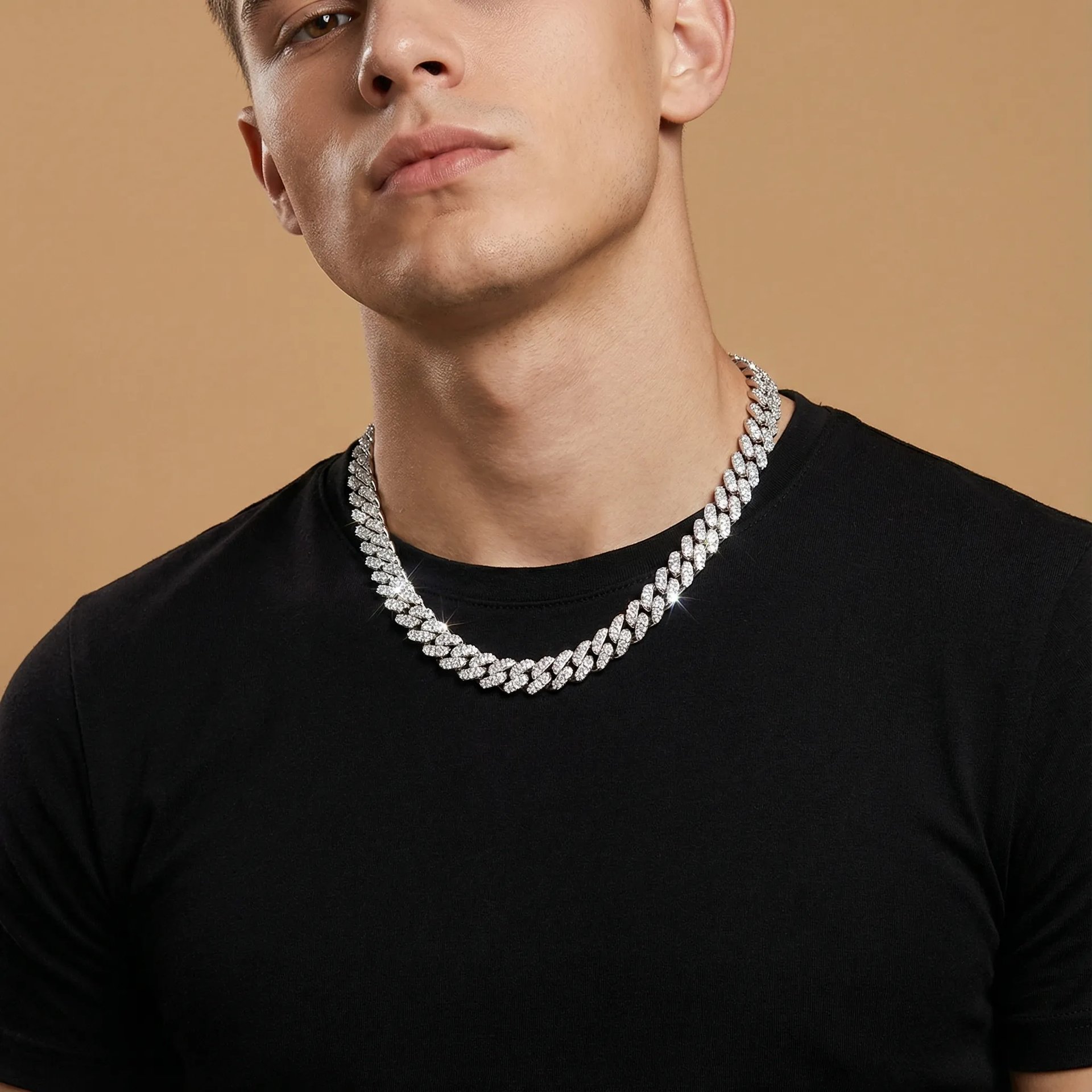 6mm Iced-Out Moissanite Cuban Link Chain | Pavé Miami Cuban Necklace | 925 Sterling Silver - alternate view