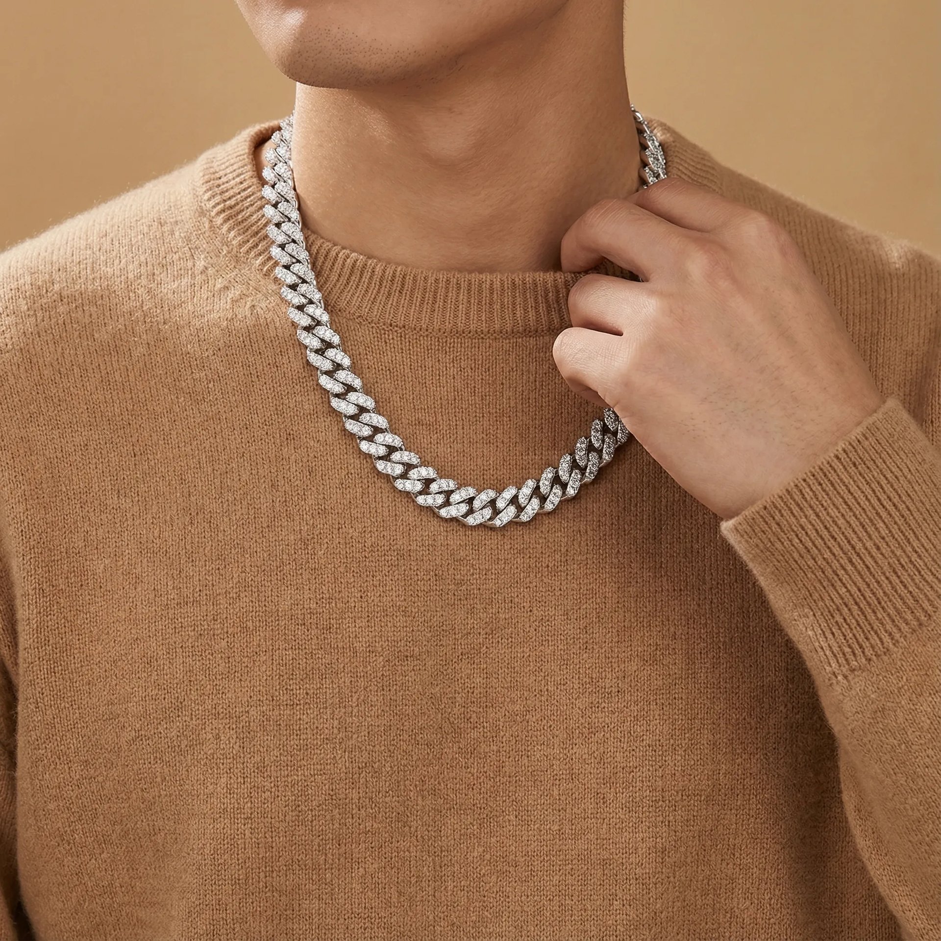 6mm Iced-Out Moissanite Cuban Link Chain | Pavé Miami Cuban Necklace | 925 Sterling Silver - Image 3