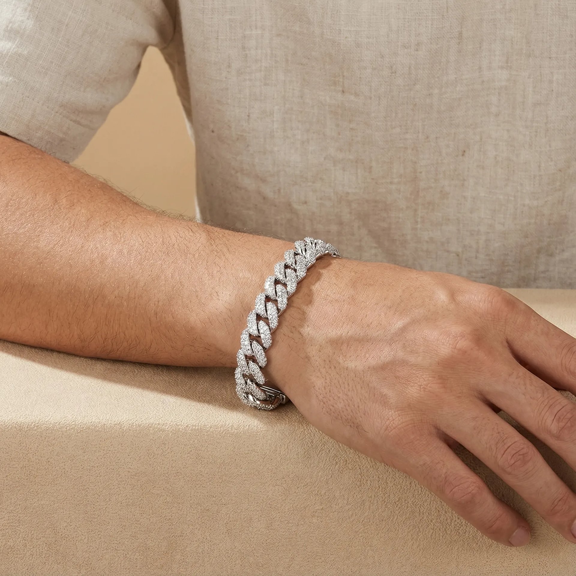 10mm Moissanite Cuban Link Bracelet | Iced-Out 925 Sterling Silver | Pavé Box Clasp - Image 3