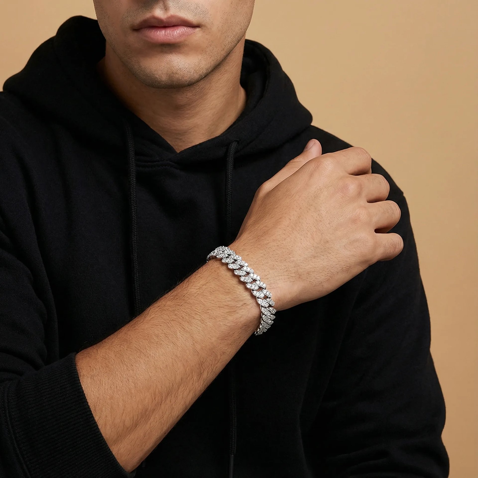 8mm Iced Out Moissanite Cuban Link Bracelet | 925 Sterling Silver Rhodium-Plated - Image 4