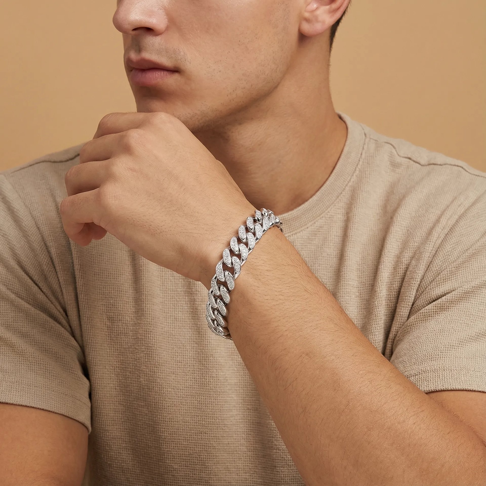 12mm Iced-Out Moissanite Cuban Link Bracelet | 925 Sterling Silver | DEF VVS Pave - Image 3