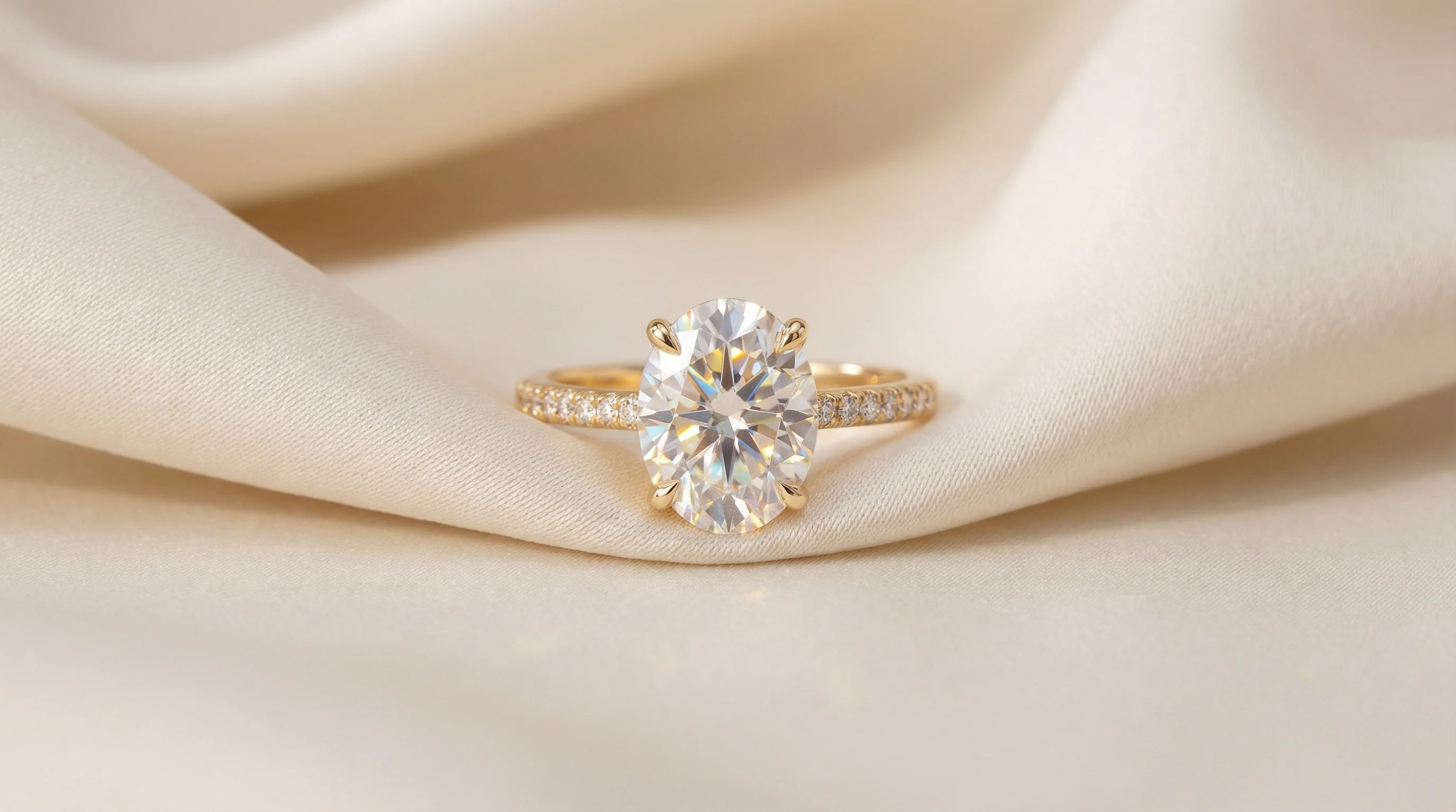 Stunning oval moissanite engagement ring with perfect proportions