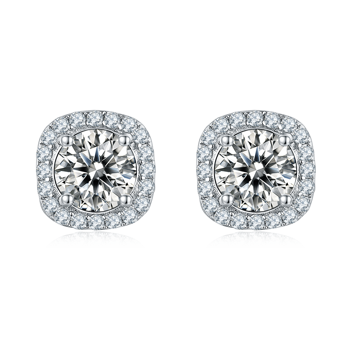 Square Halo Moissanite Necklace & Earrings Set - Image 3