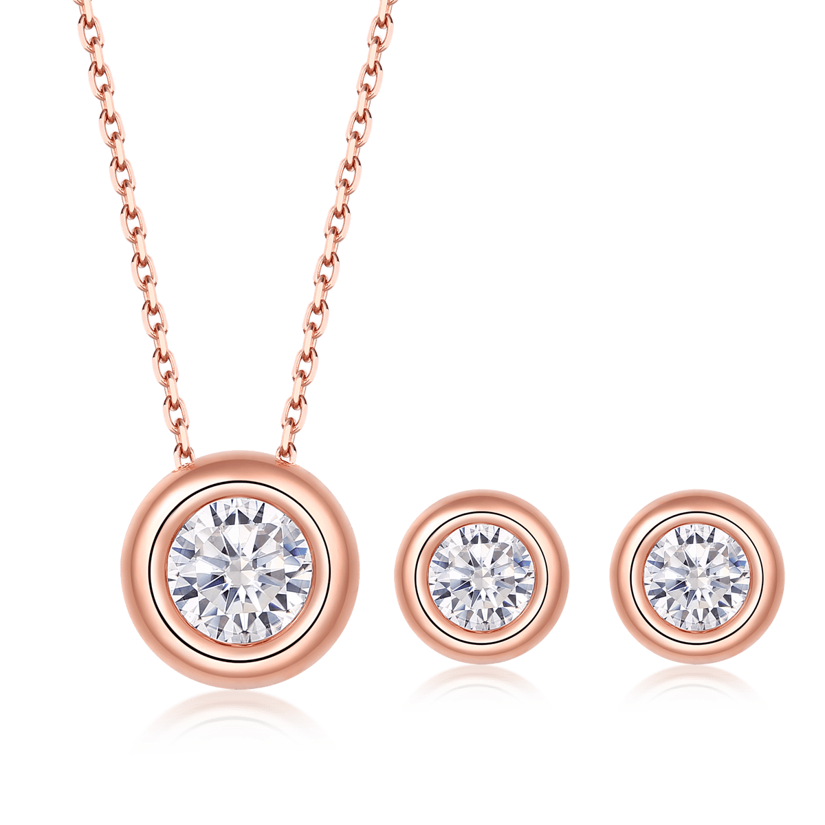 Bezel Moissanite Jewelry Set – Rose Gold - Image 3
