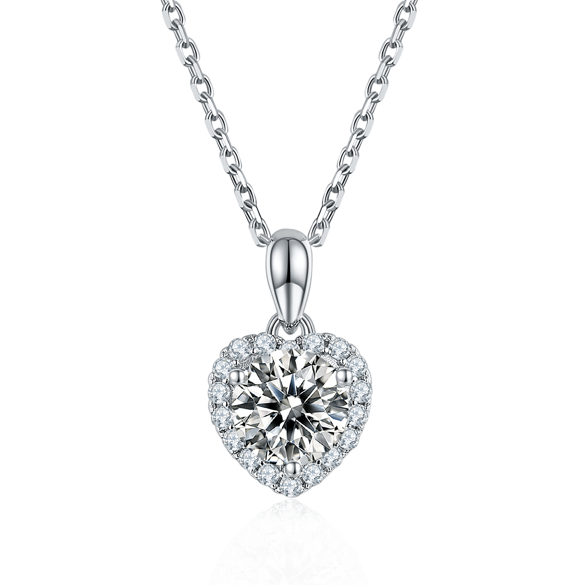 Heart Halo Moissanite Necklace & Earrings Set - Image 2