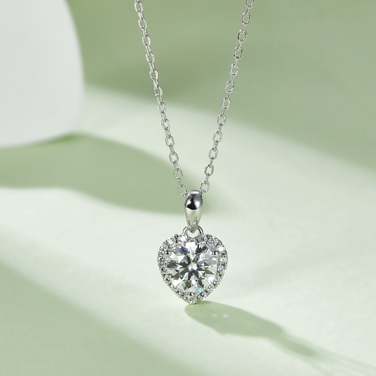 Heart Halo Moissanite Necklace & Earrings Set - Image 5