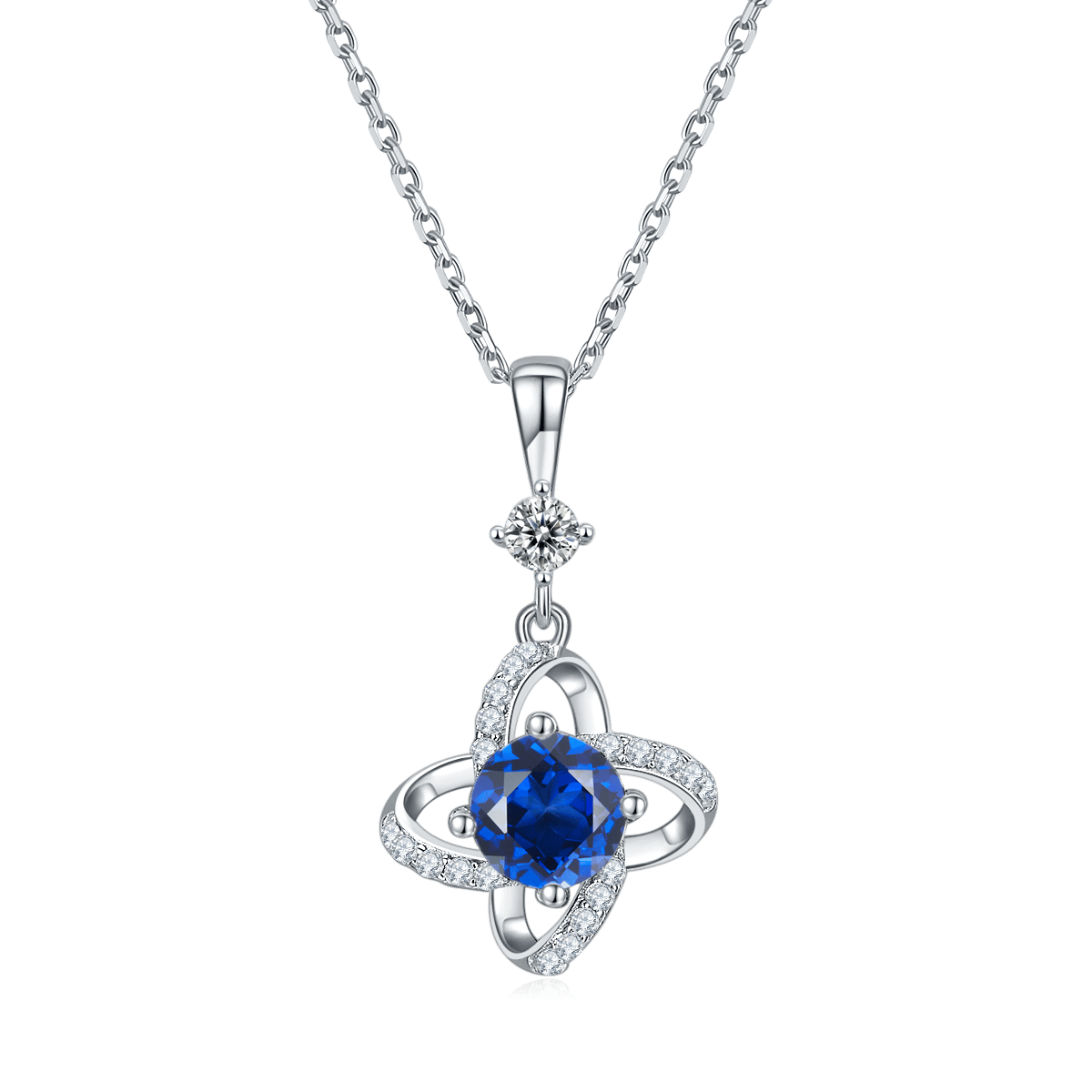 Moissanite Pinwheel Spiral Pendant Necklace - Image 3