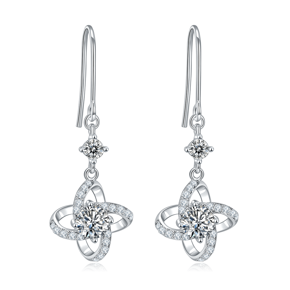 Moissanite Pinwheel Spiral Pendant Necklace - Image 5